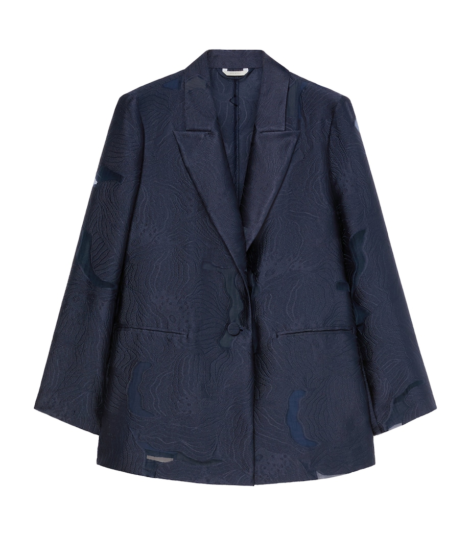 Marina Rinaldi Womens Floral Jacquard Blazer Navy Image 1