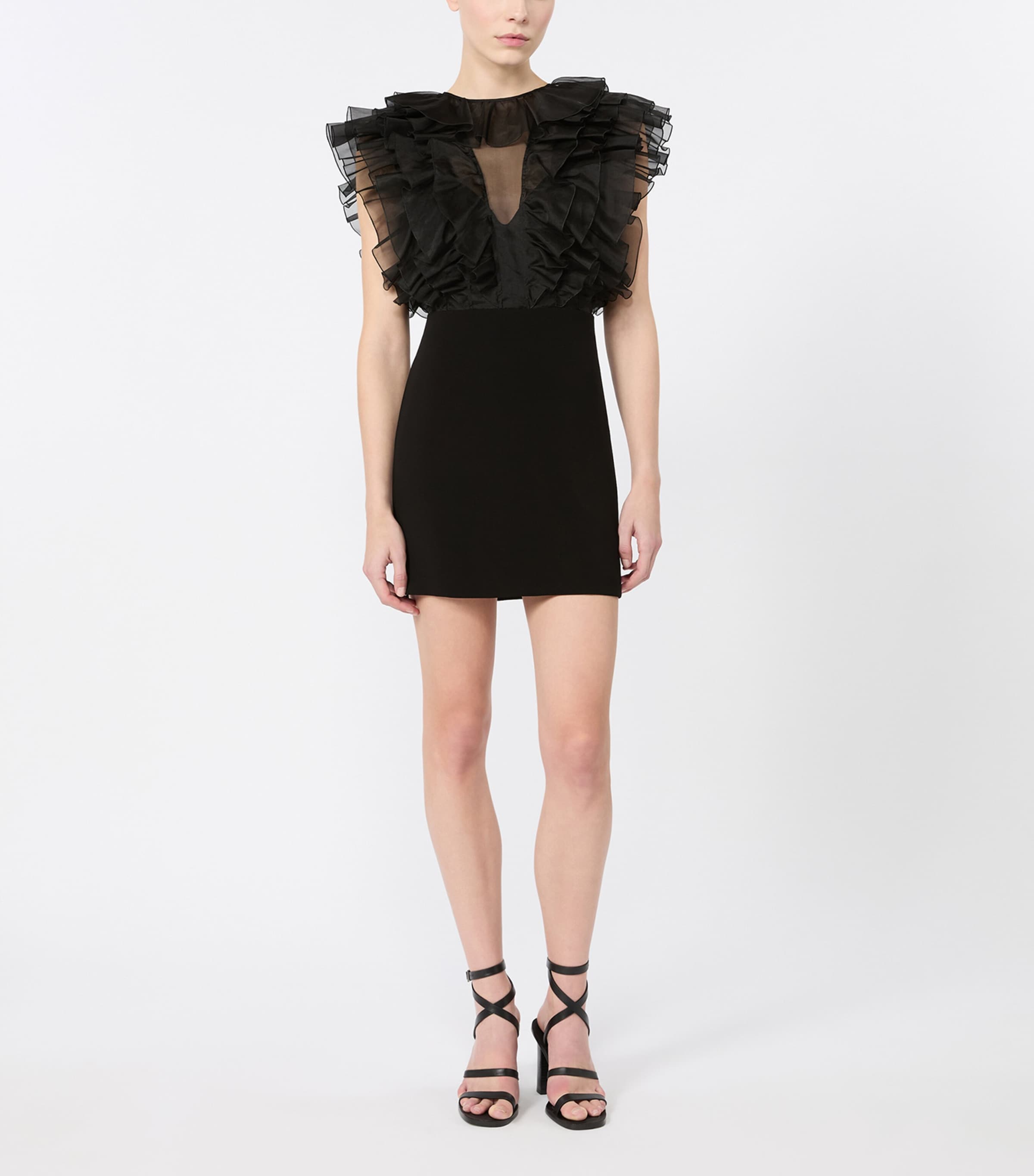 Max Mara Womens Tulle-Ruffle Mini Dress Black Image 3