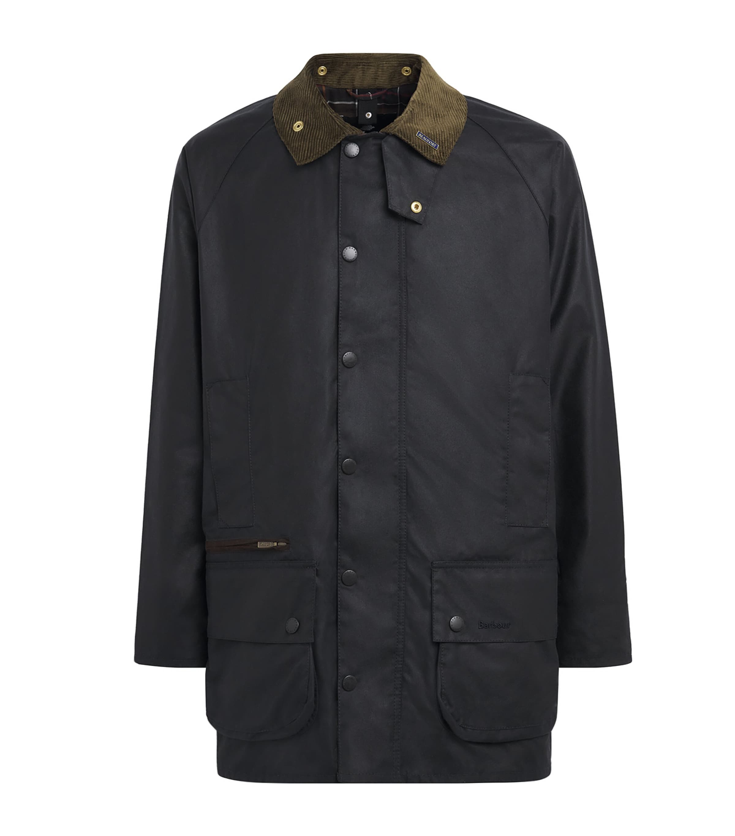 Barbour Mens Waxed Cotton Icons Beaufort Jacket Navy Image 1