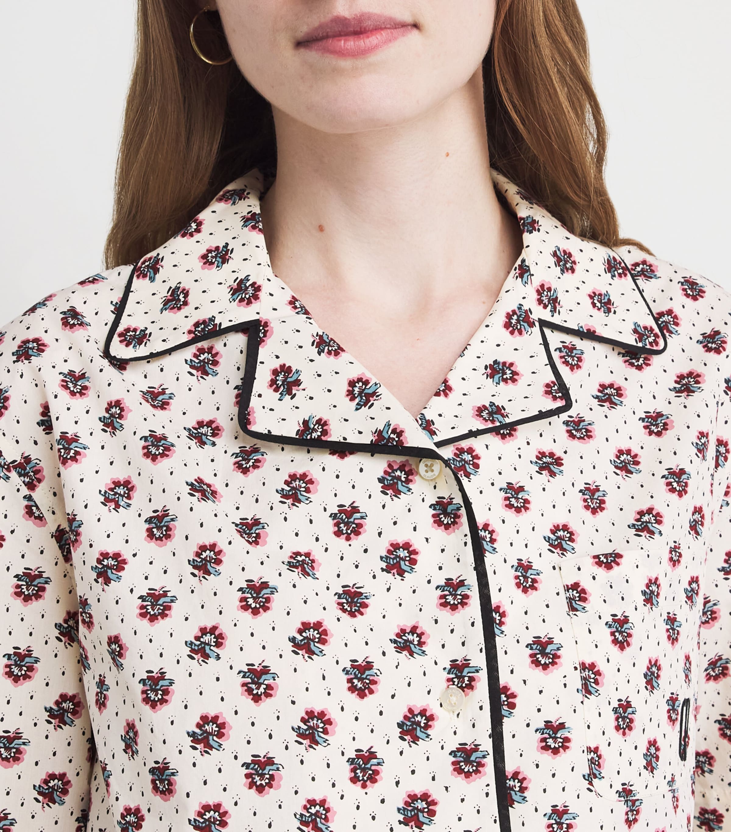 Claudie Pierlot Womens Cotton Poplin Embroidered Shirt Light Print Image 3