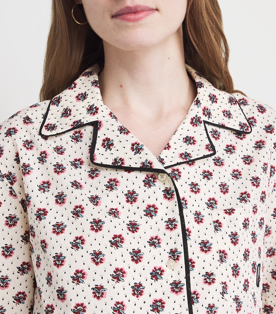 Claudie Pierlot Womens Cotton Poplin Embroidered Shirt Light Print Image 3
