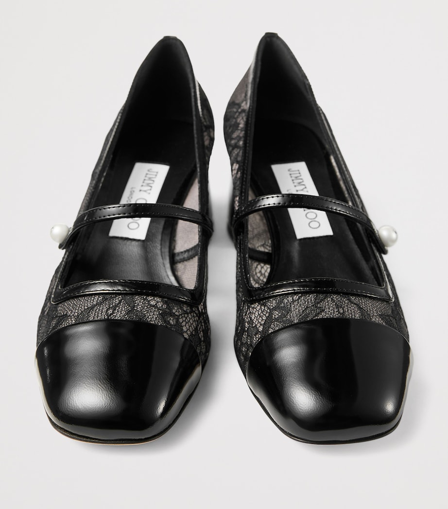 Elisa 45 Lace Mary Jane Pumps BLACK/BLACK Image 3