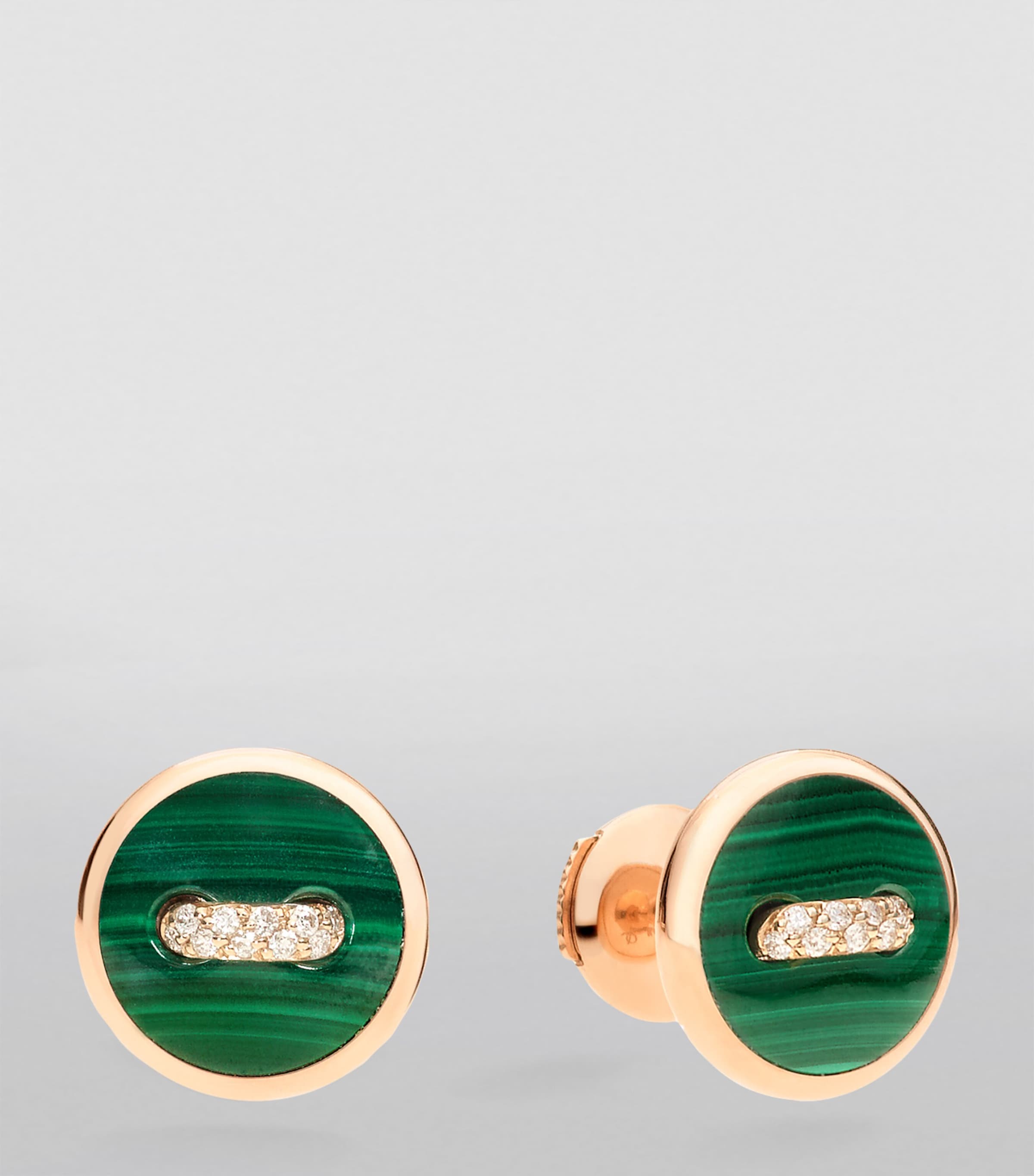 Rose Gold, Diamond and Malachite Pom Pom Dot Earrings DB0MY Image 3