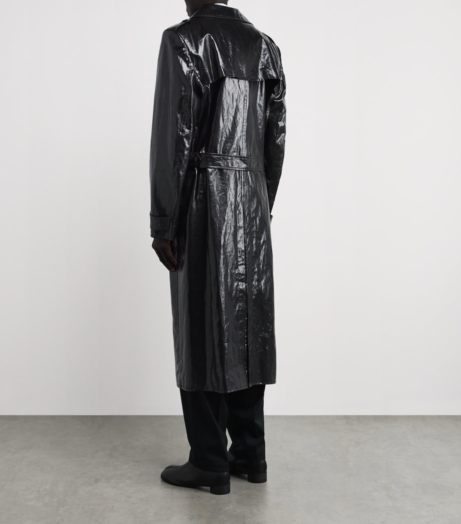 MM6 Maison Margiela Mens Linen Coated Trench Coat Black Image 4
