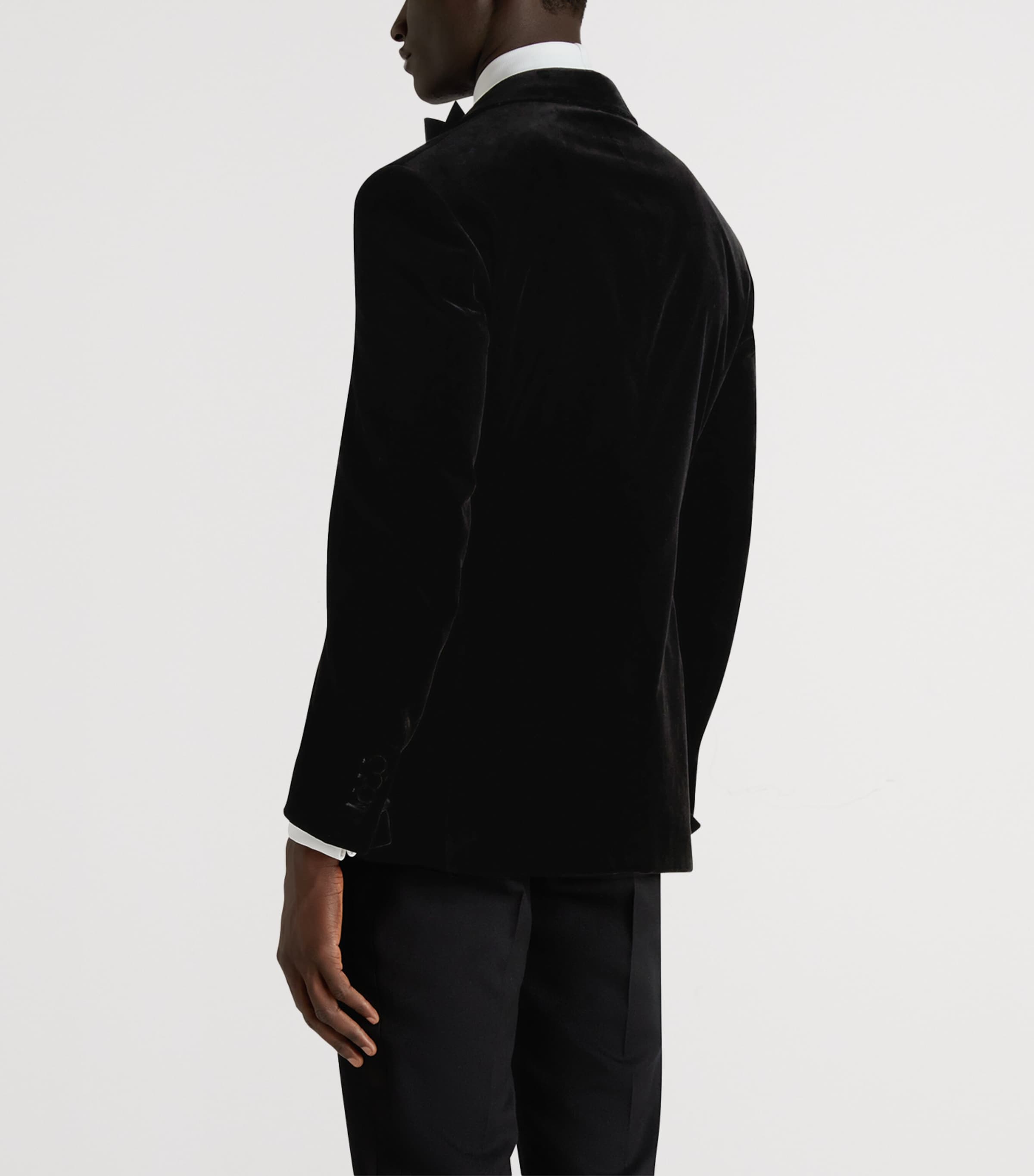 Supima Cotton Velvet Evening Suit Jacket 001BLACK Image 4