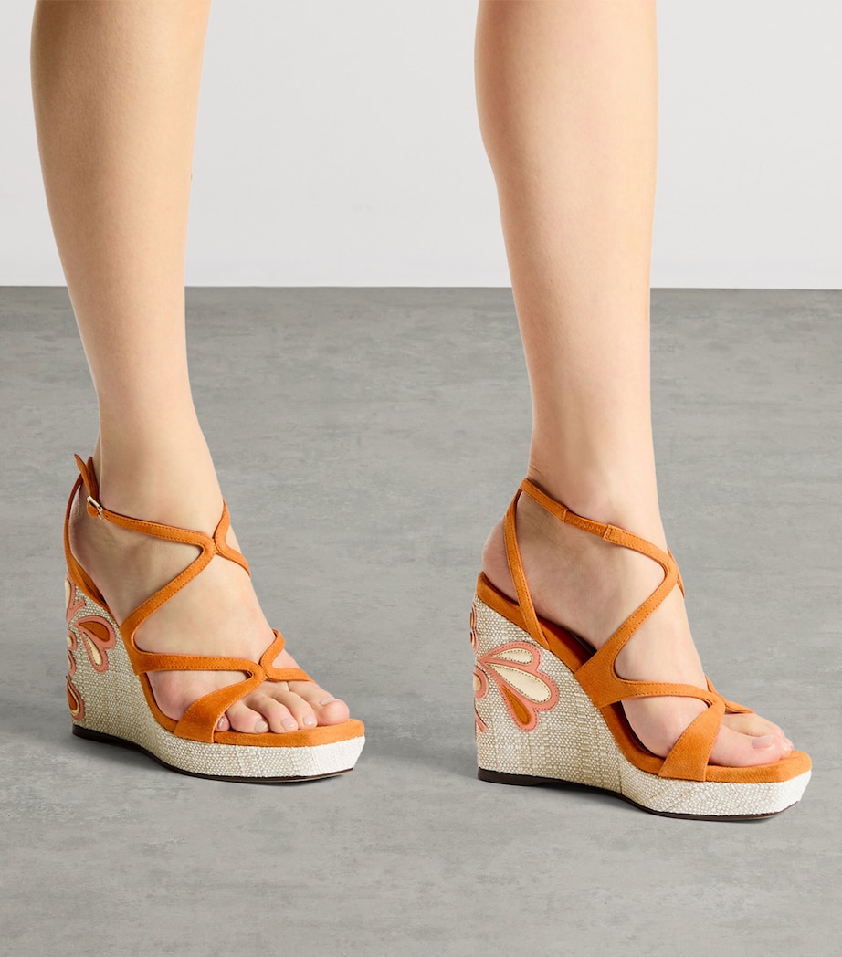 Jimmy Choo Ayla 110 Suede Wedge Sandals Sunset Orange/natura Image 2