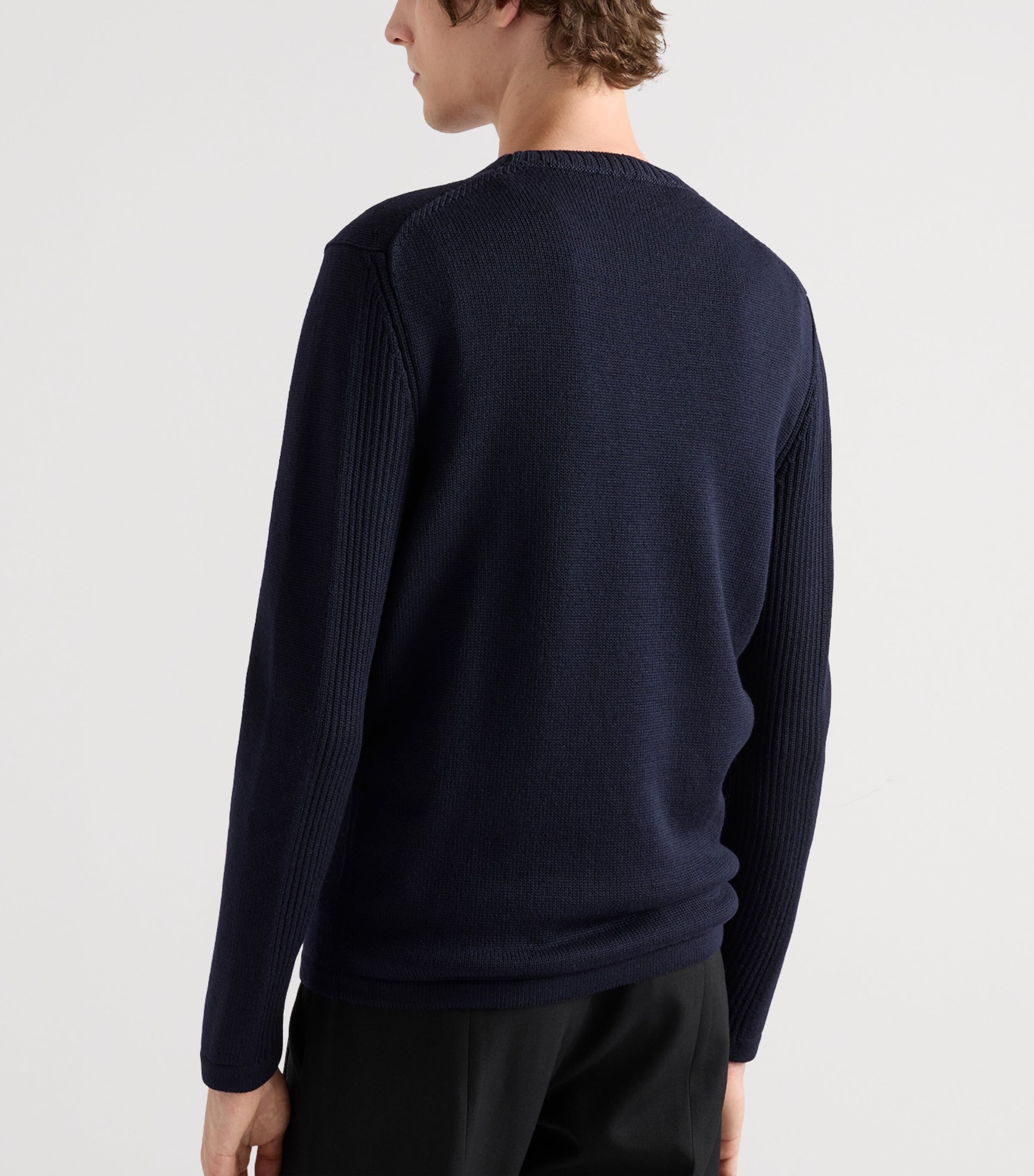 Prada Mens Wool Logo Sweater Blue Image 5