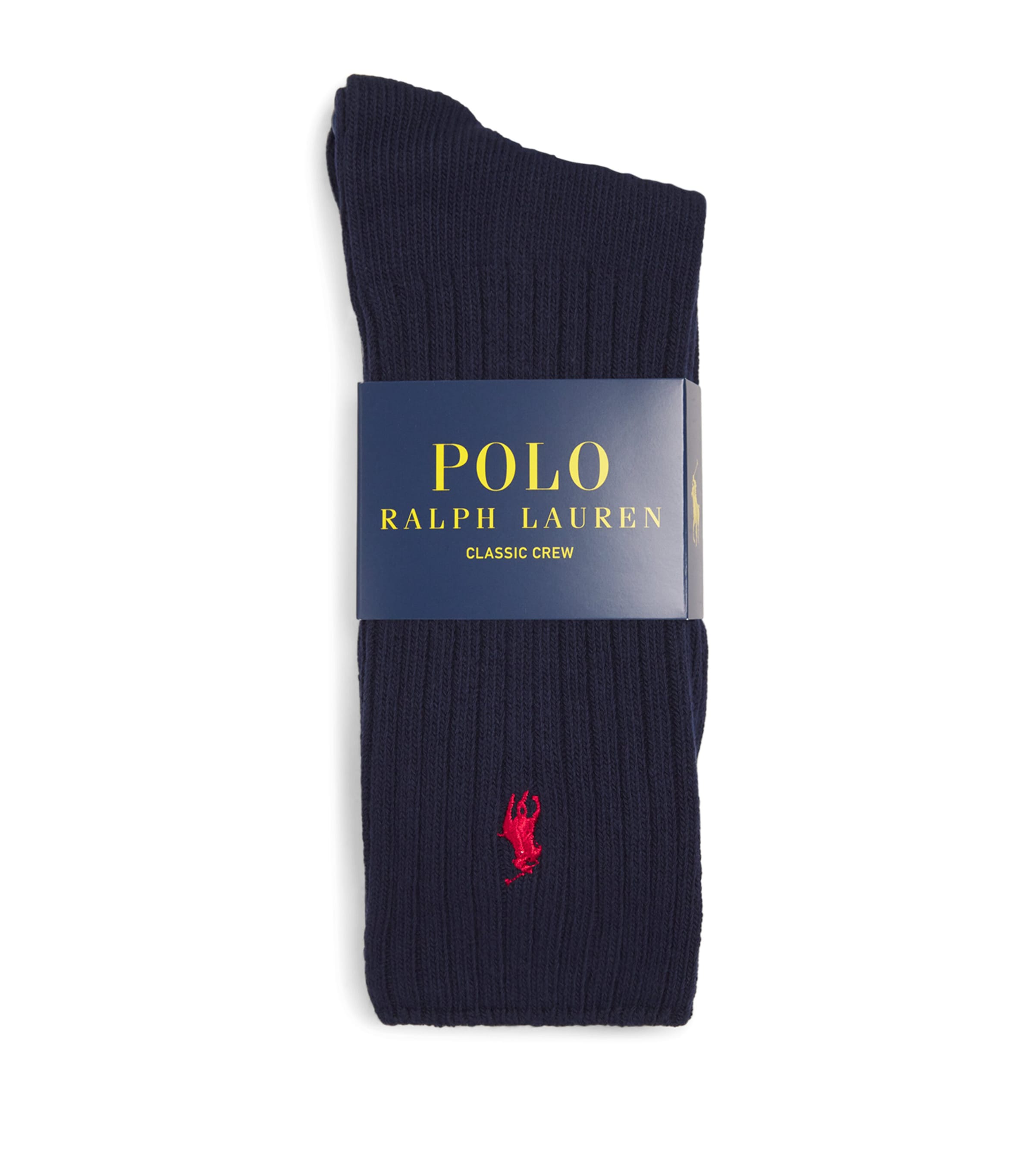 Polo Ralph Lauren Mens Cotton-Blend Crew Socks Navy Red Pp Image 1