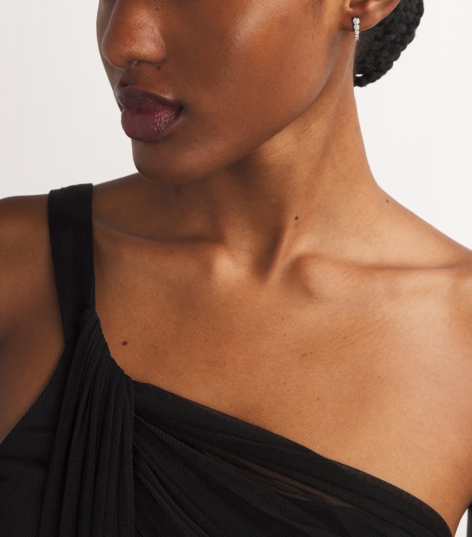 White Gold and Diamond Aria U Huggie Earrings WHITE GOLD Image 2