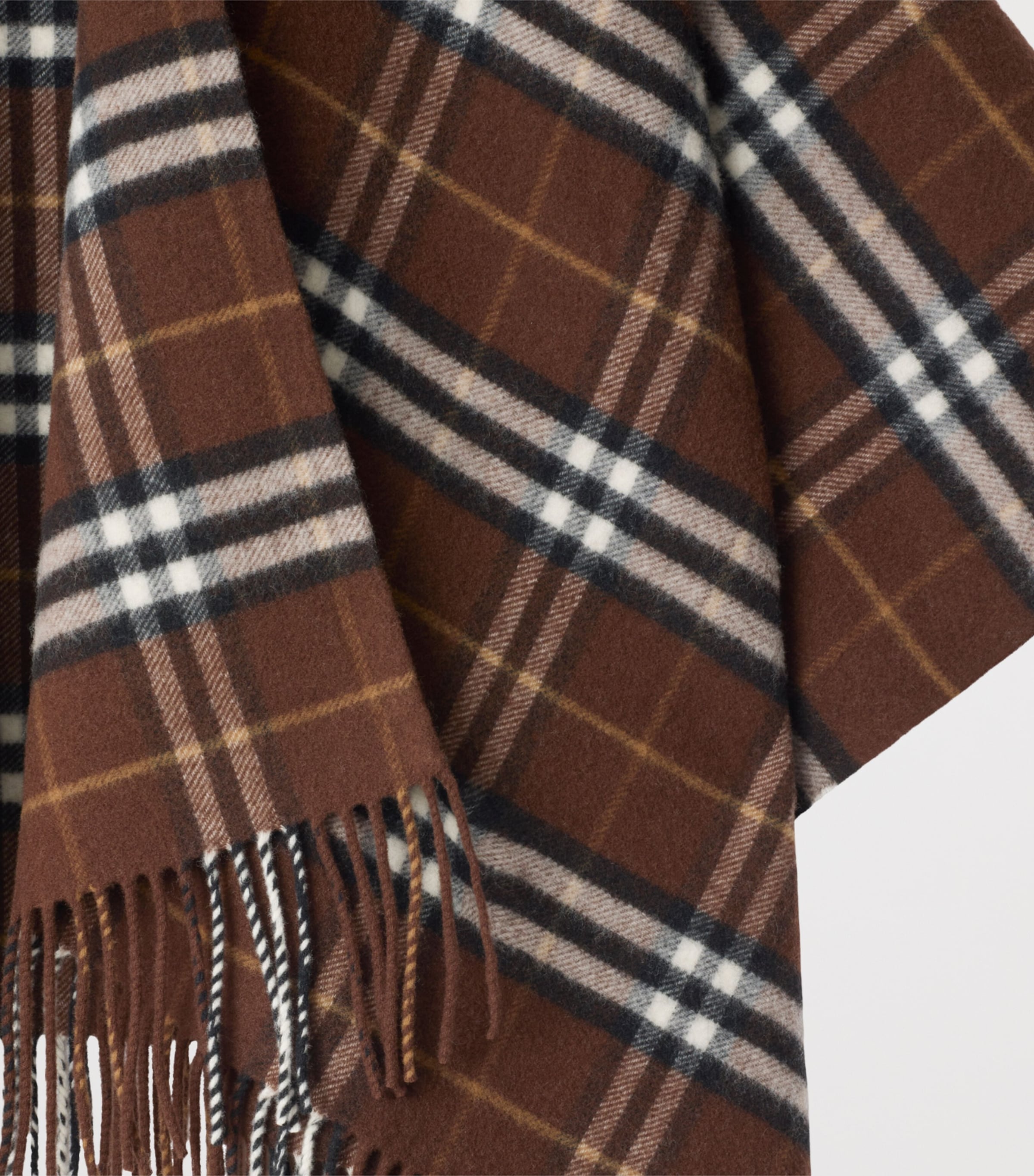 Wool-Cashmere Check Cape TREACLE Image 4