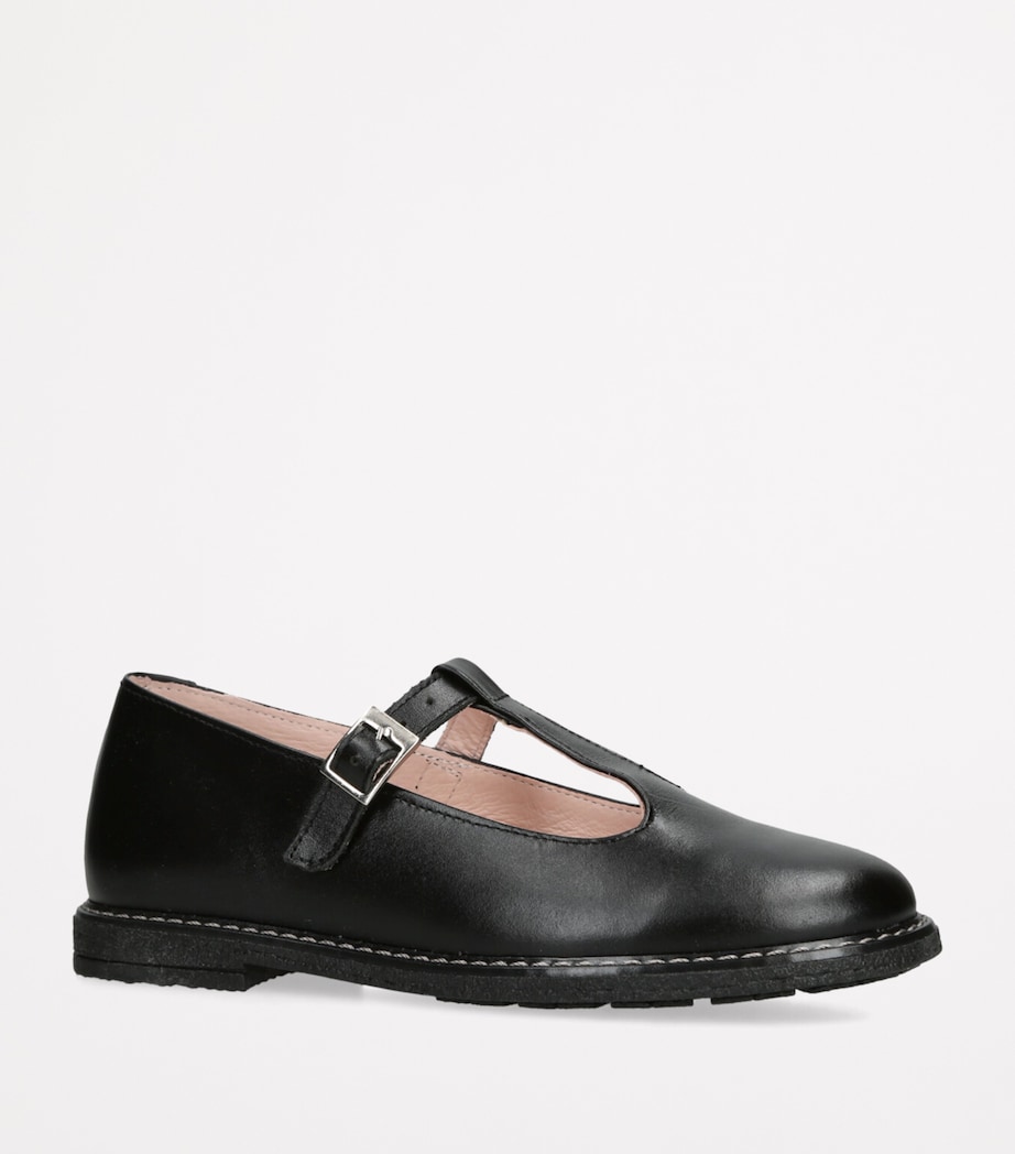 papouelli Leather Martha School Shoes Black Image 3