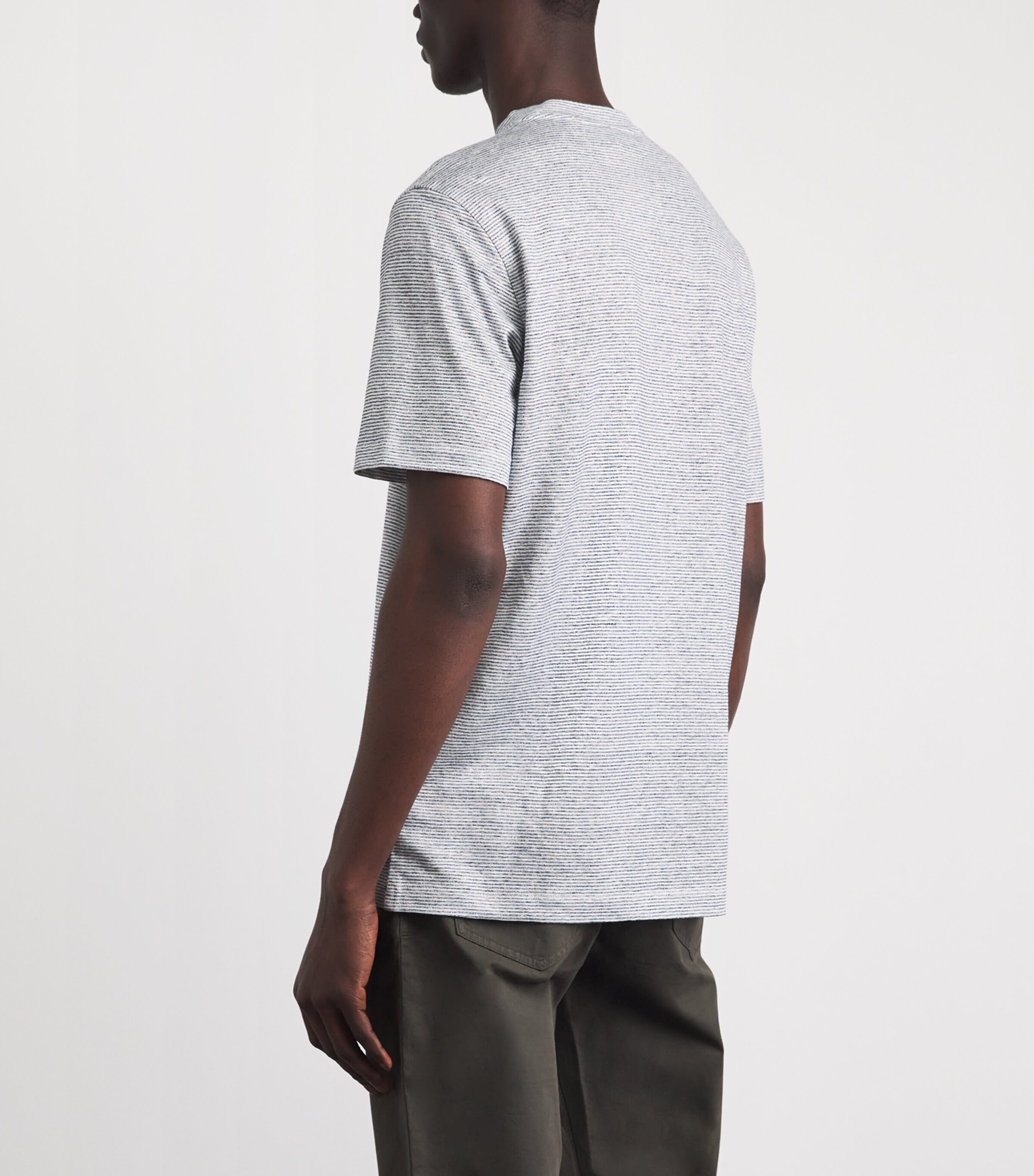 Brioni Mens Linen-Cotton Stripe T-Shirt Image 5