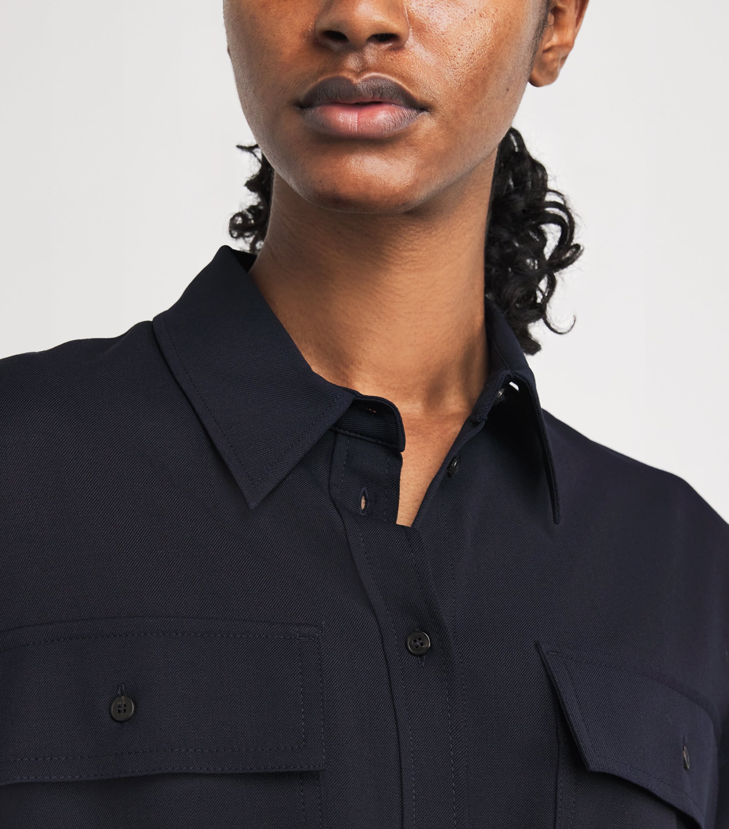 Belted Mini Shirt Dress NAVY Image 4