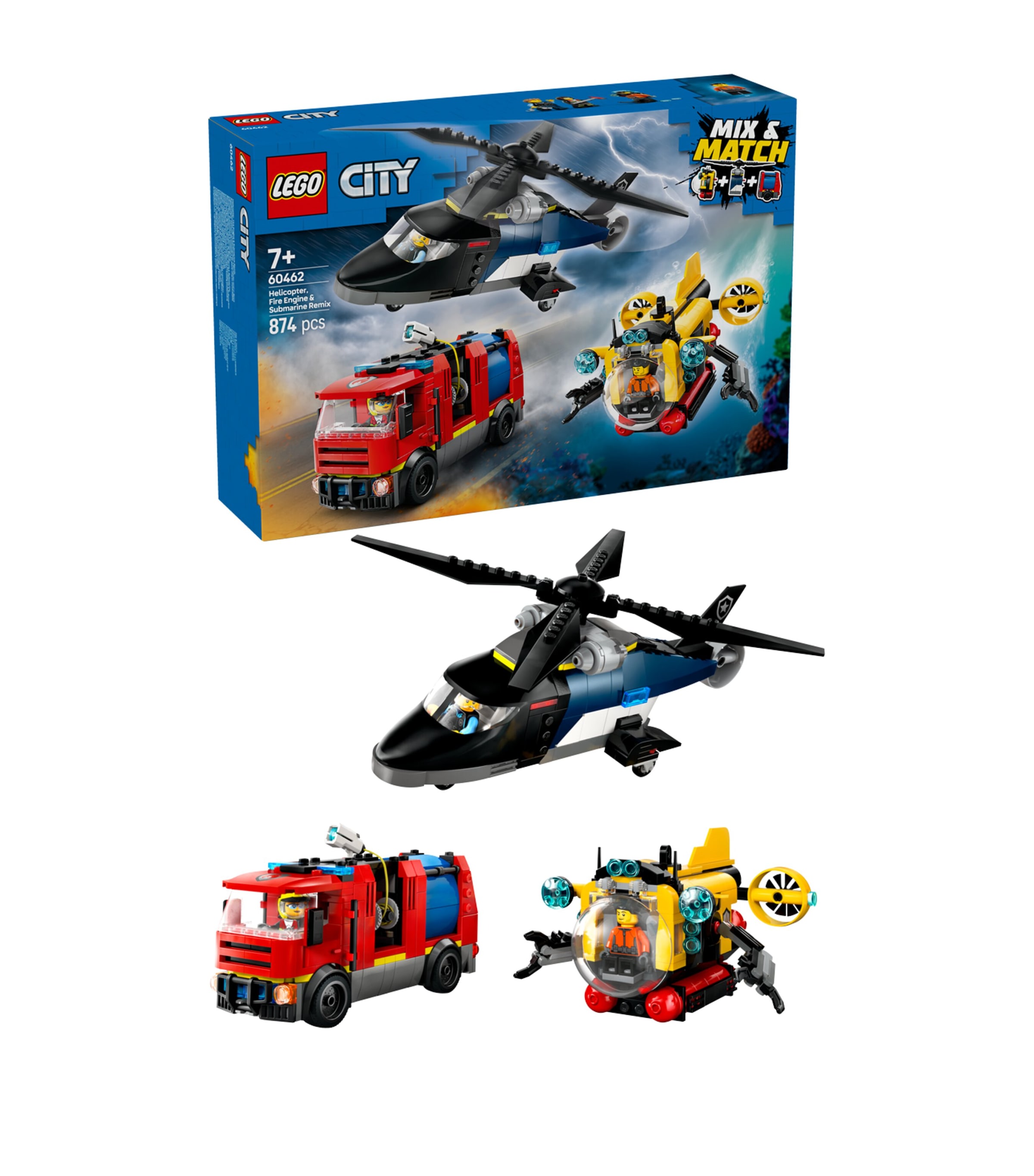 Lego City Helicopter, Fire Truck & Submarine Remix 60462 Image 2