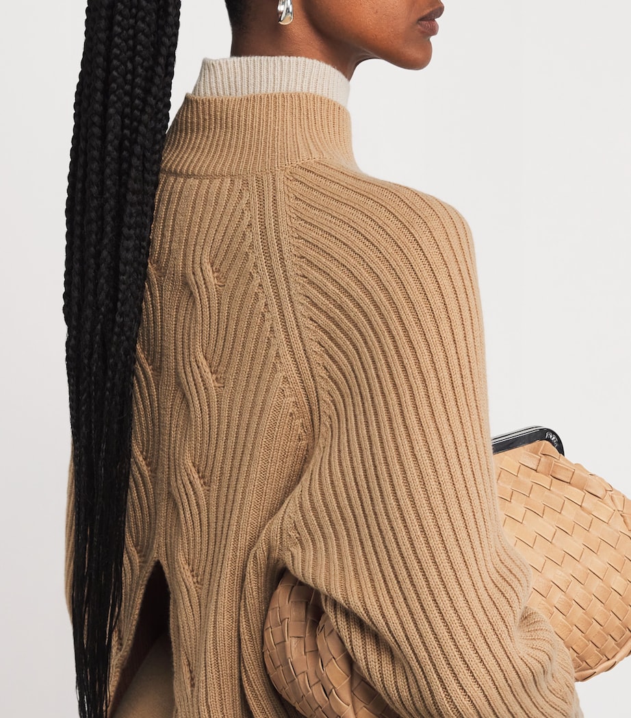 Wool-Cashmere Rib-Knit Sweater CAMEL Image 6