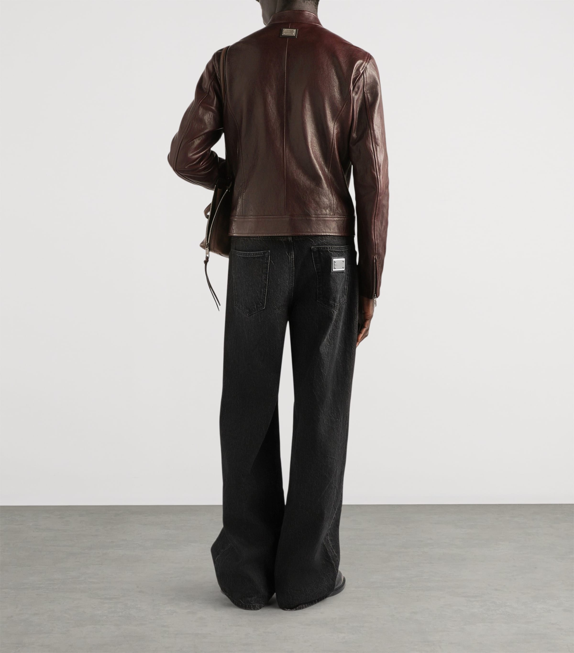 Dolce&Gabbana Mens Leather Moto Jacket Indigo Image 3