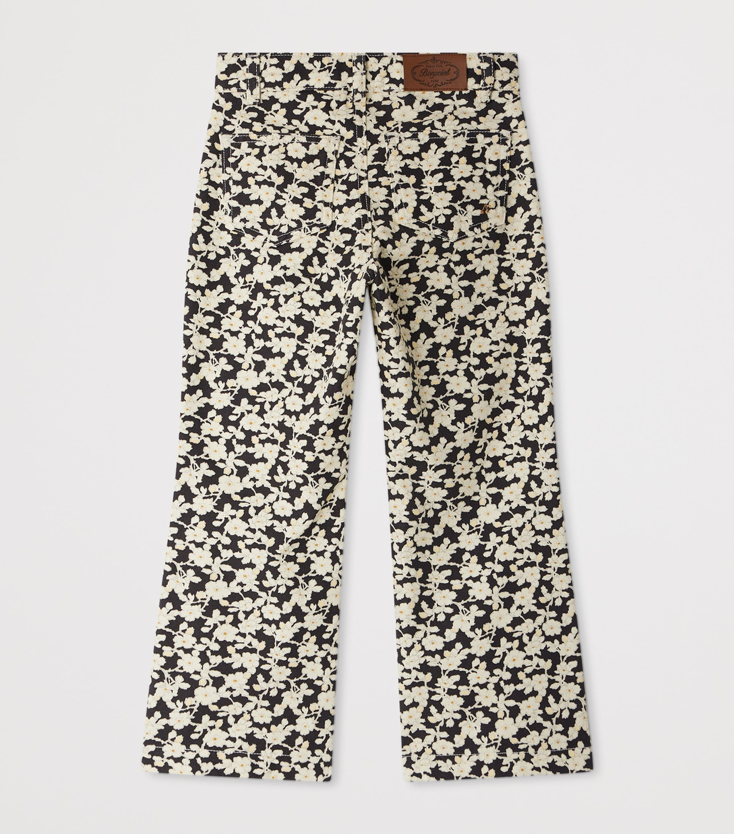Cotton Floral Print Trousers (4-14 Years) FL NOIR Image 2