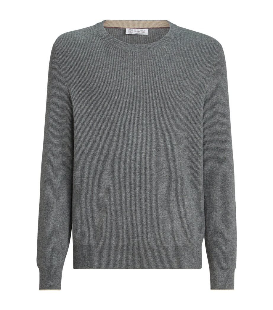 Brunello Cucinelli Mens Cashmere Ribbed Sweater Image 1