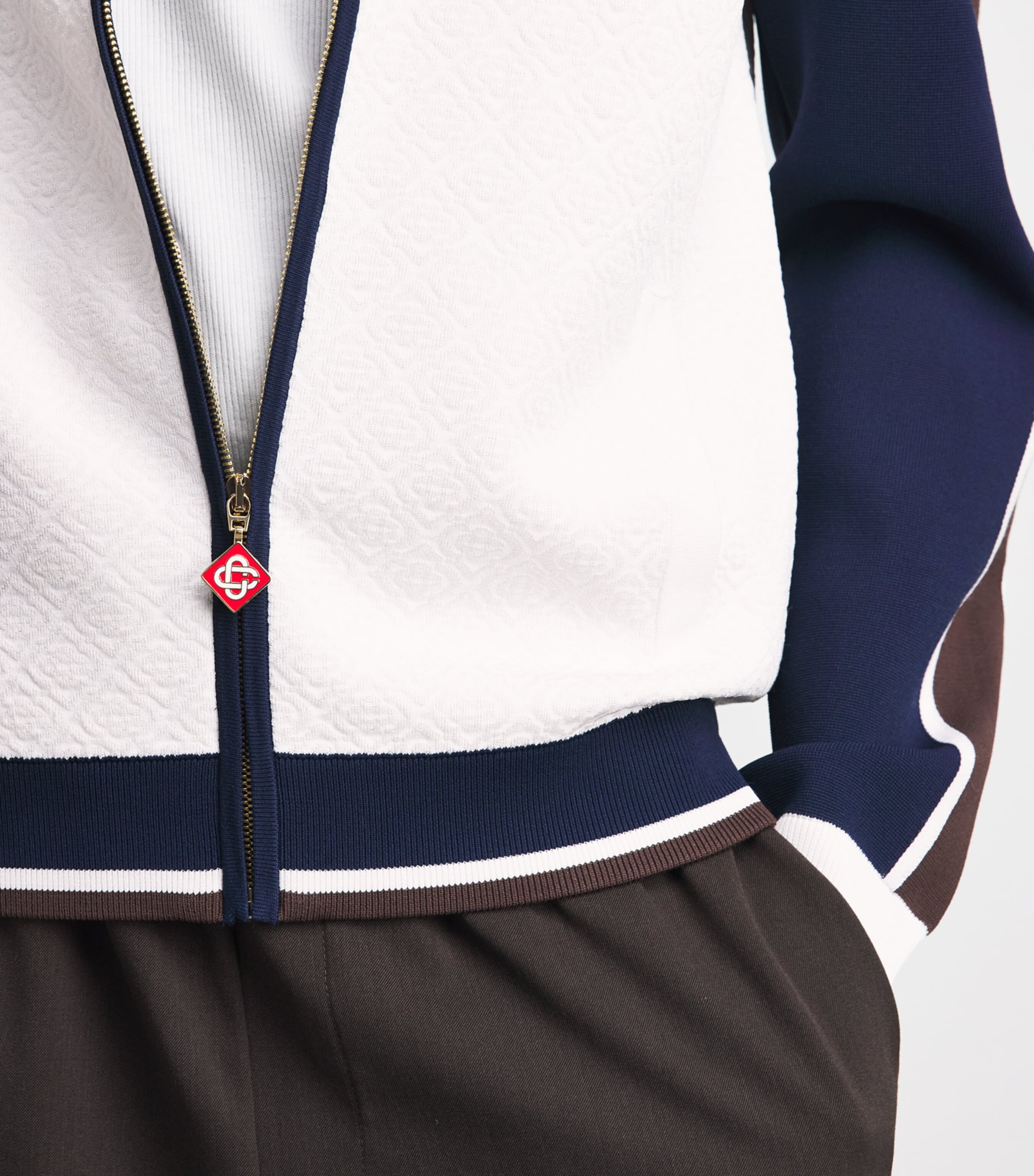 Casablanca Mens Logo Stripe Track Jacket White/brown/navy Image 3