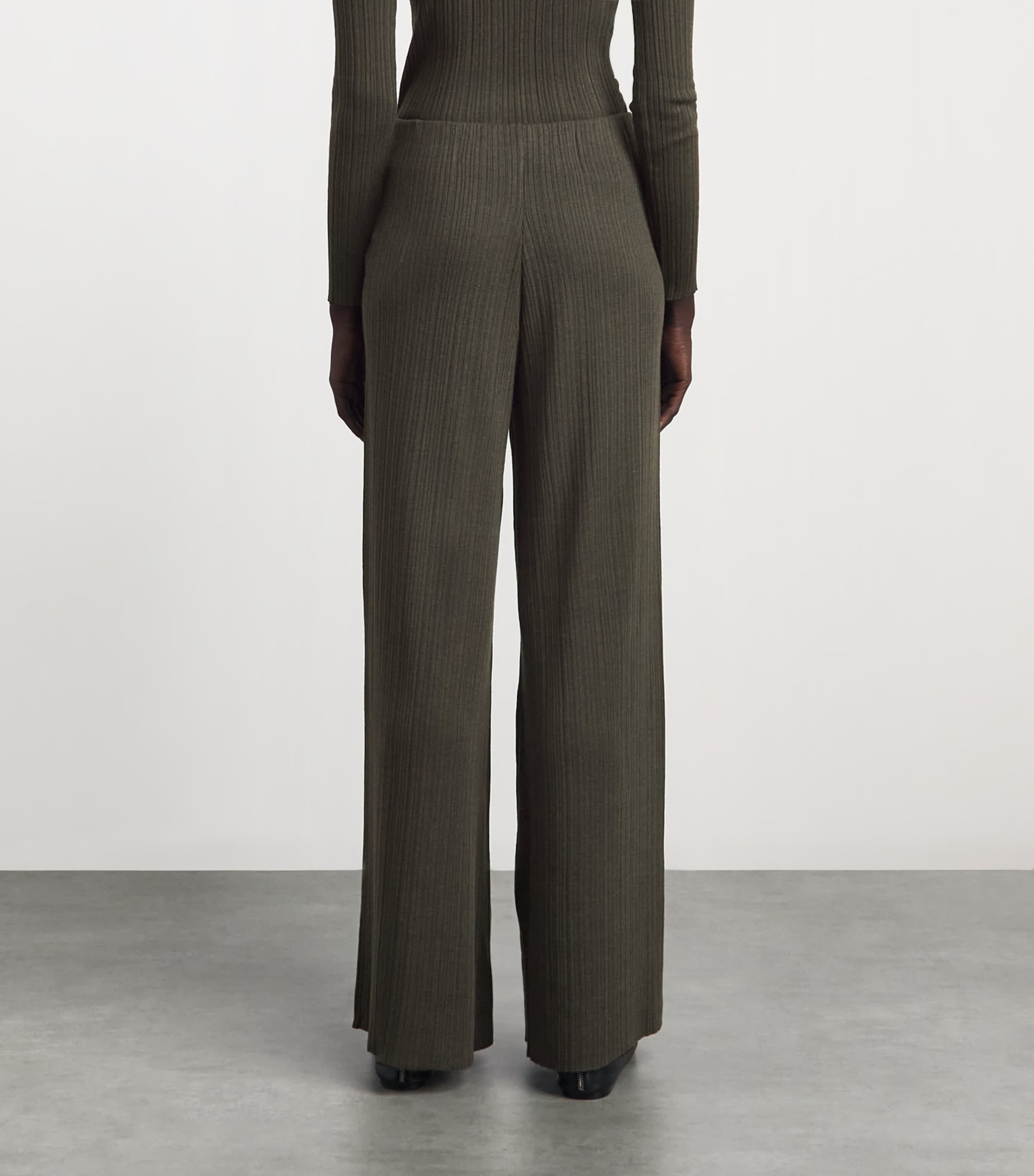 Agnona Womens Cashmere-Wool-Silk Corteccia Stitch Trousers Green Olive Image 5