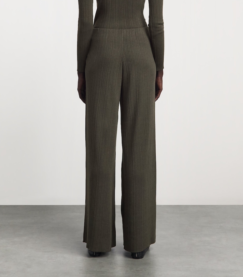 Agnona Womens Cashmere-Wool-Silk Corteccia Stitch Trousers Green Olive Image 5