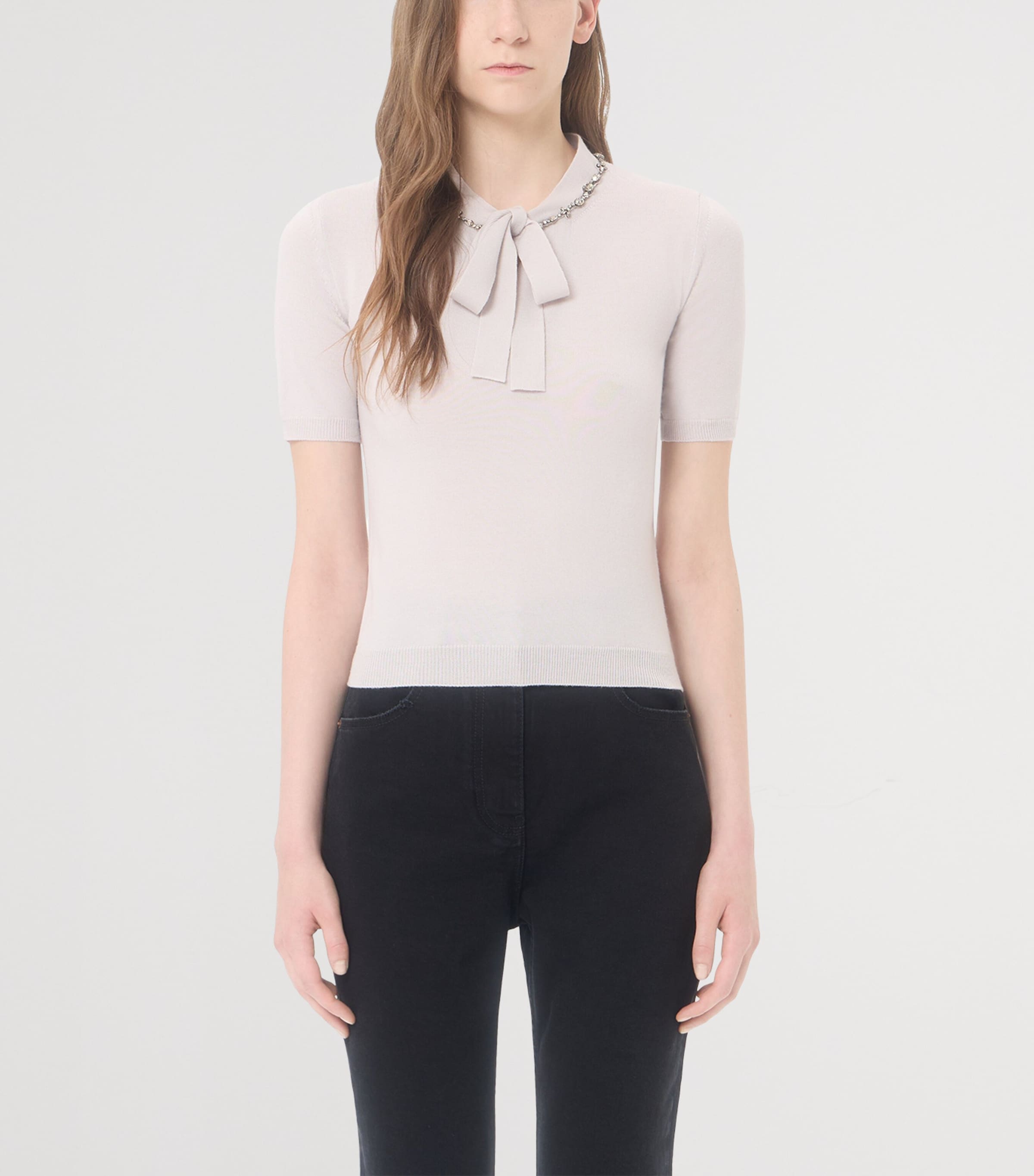 Valentino Womens Virgin Wool Embroidered T-Shirt Sweater Image 3