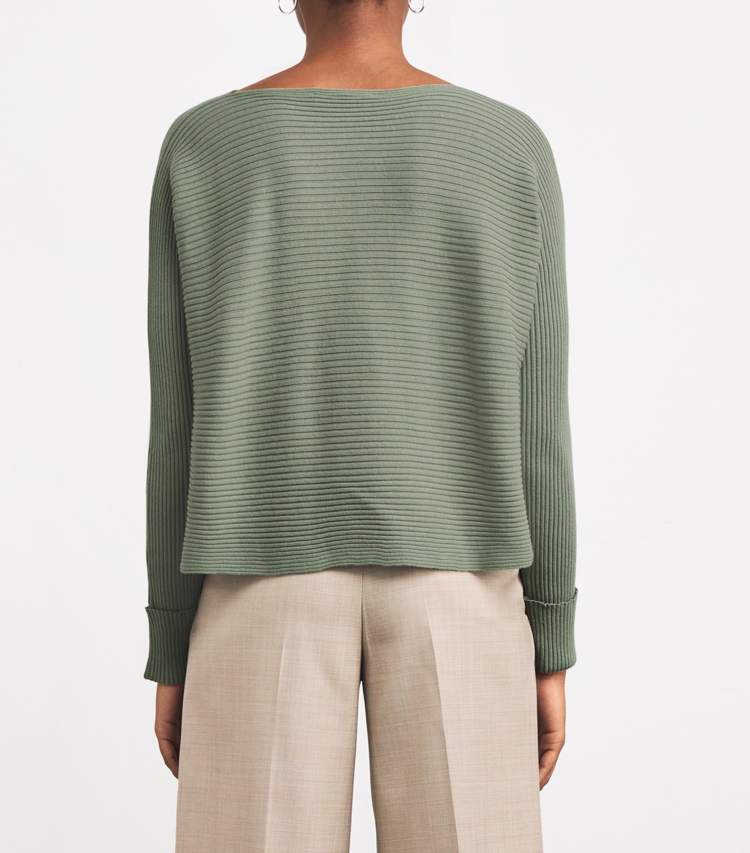 Cotton-Blend Boat-Neck Sweater GREEN Image 4