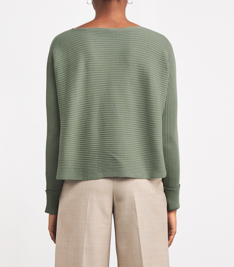 Cotton-Blend Boat-Neck Sweater GREEN Image 4