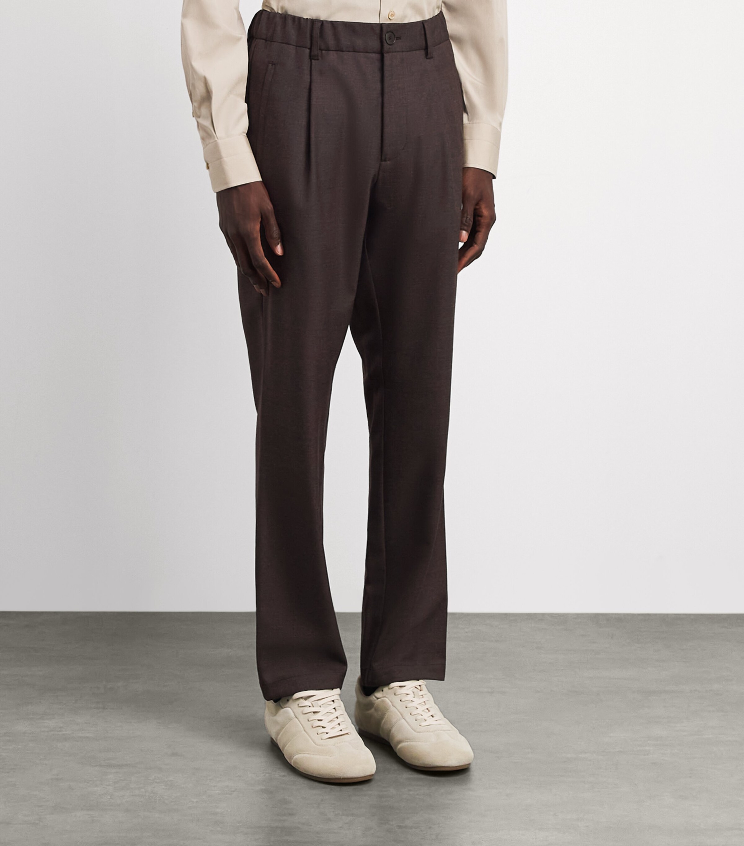 Herno Mens Elasticated Tailored Trousers Marrone Scuro Image 4