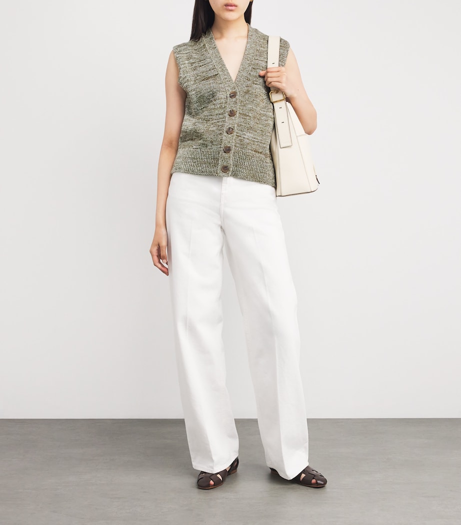 Cotton Buttoned Vest GOLDEN OLIVE/CREAM Image 2