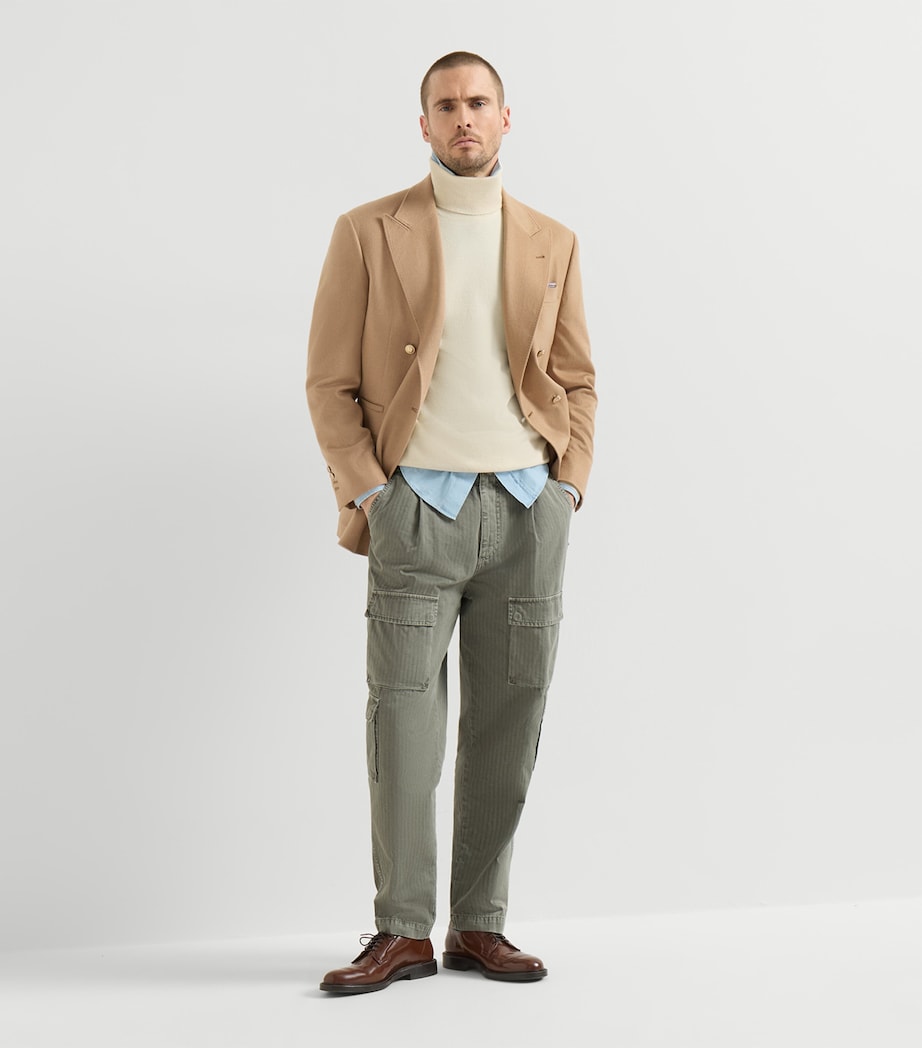 Brunello Cucinelli Mens Camel One-and-a-Half Breasted Blazer Image 5