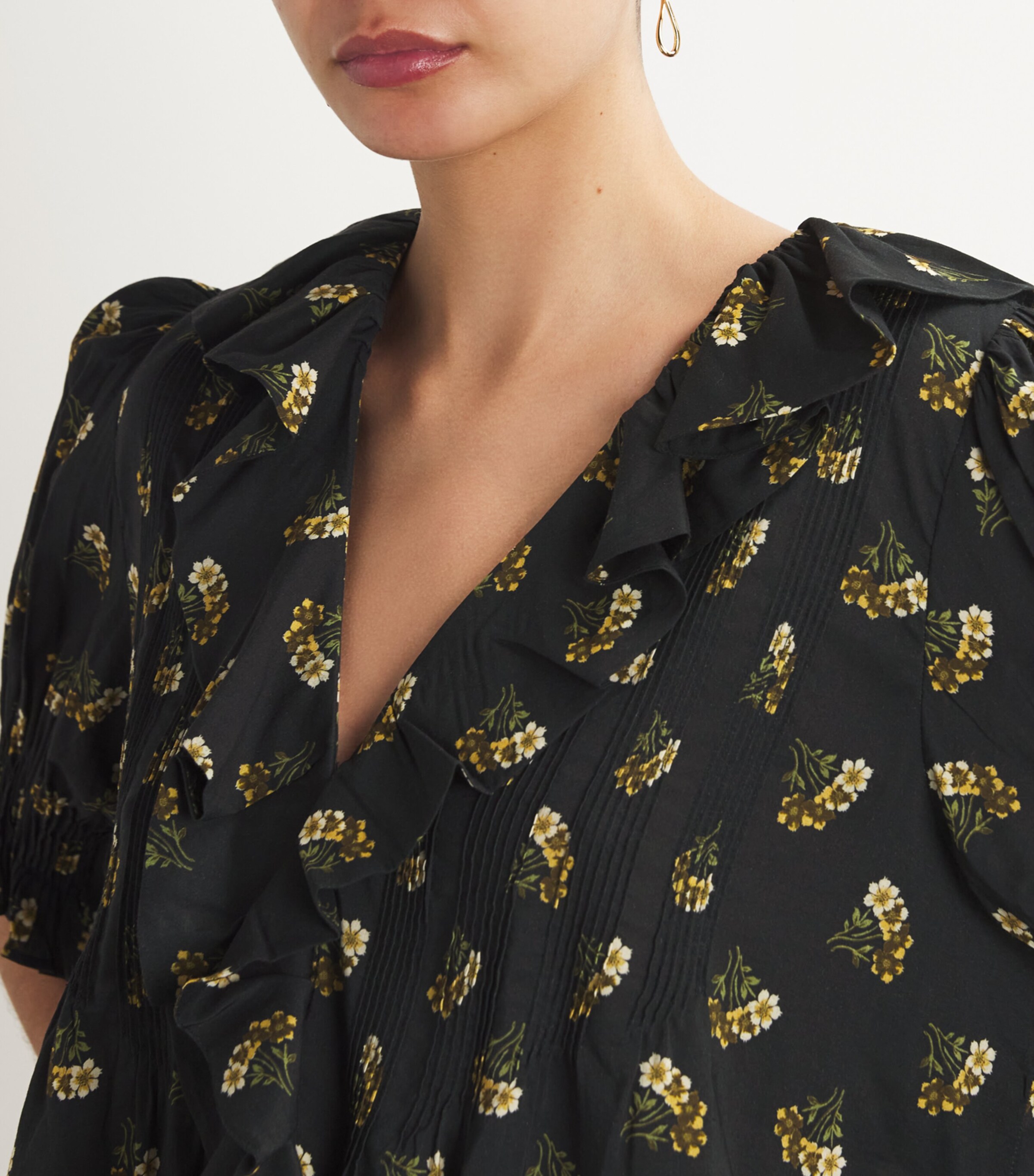 DÔEN Womens Buttercup Bouquet Ruffled Henry Blouse Buttercup Bouquet Image 6