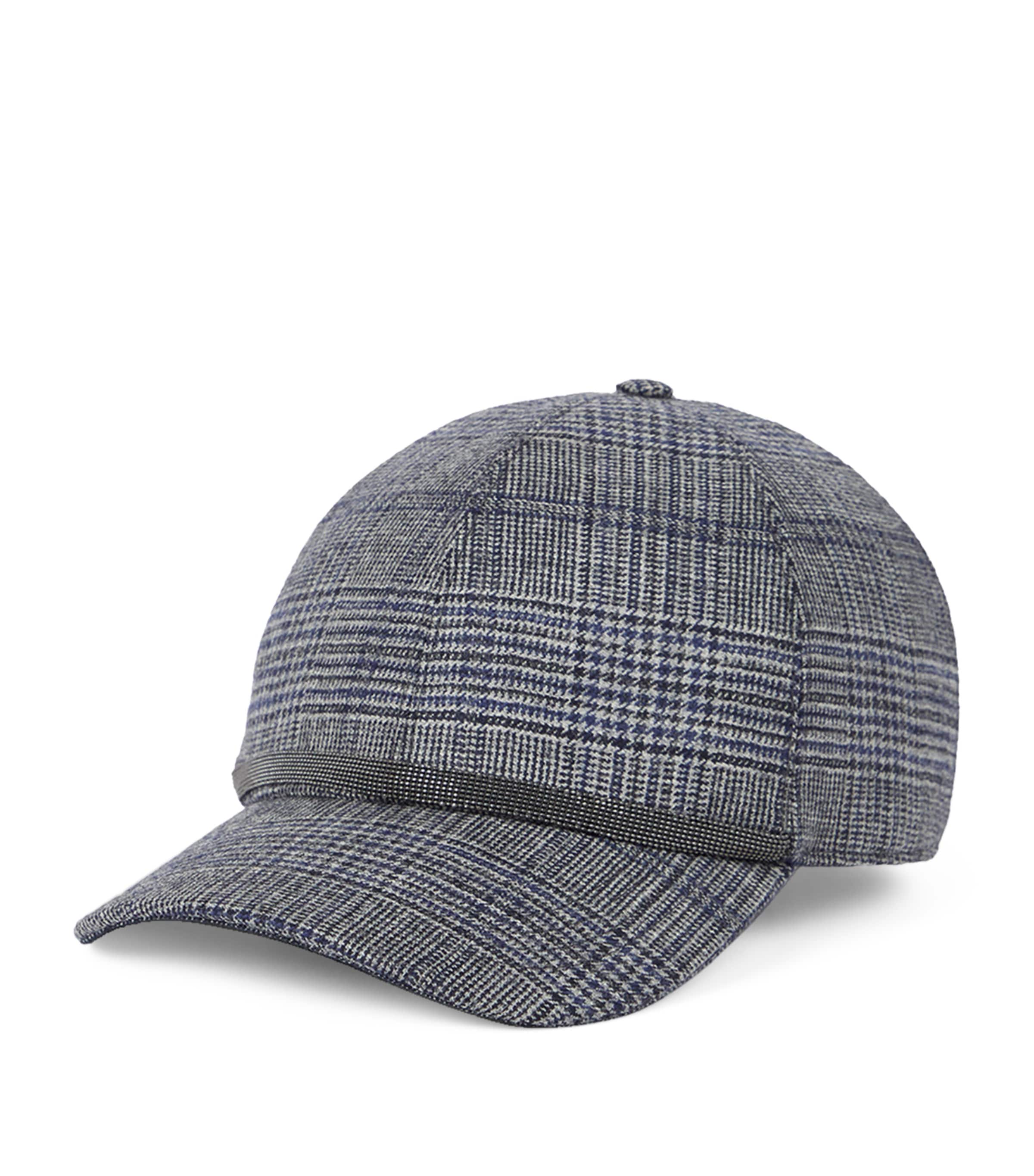 Brunello Cucinelli Prince Of Wales Check Baseball Cap In Blue