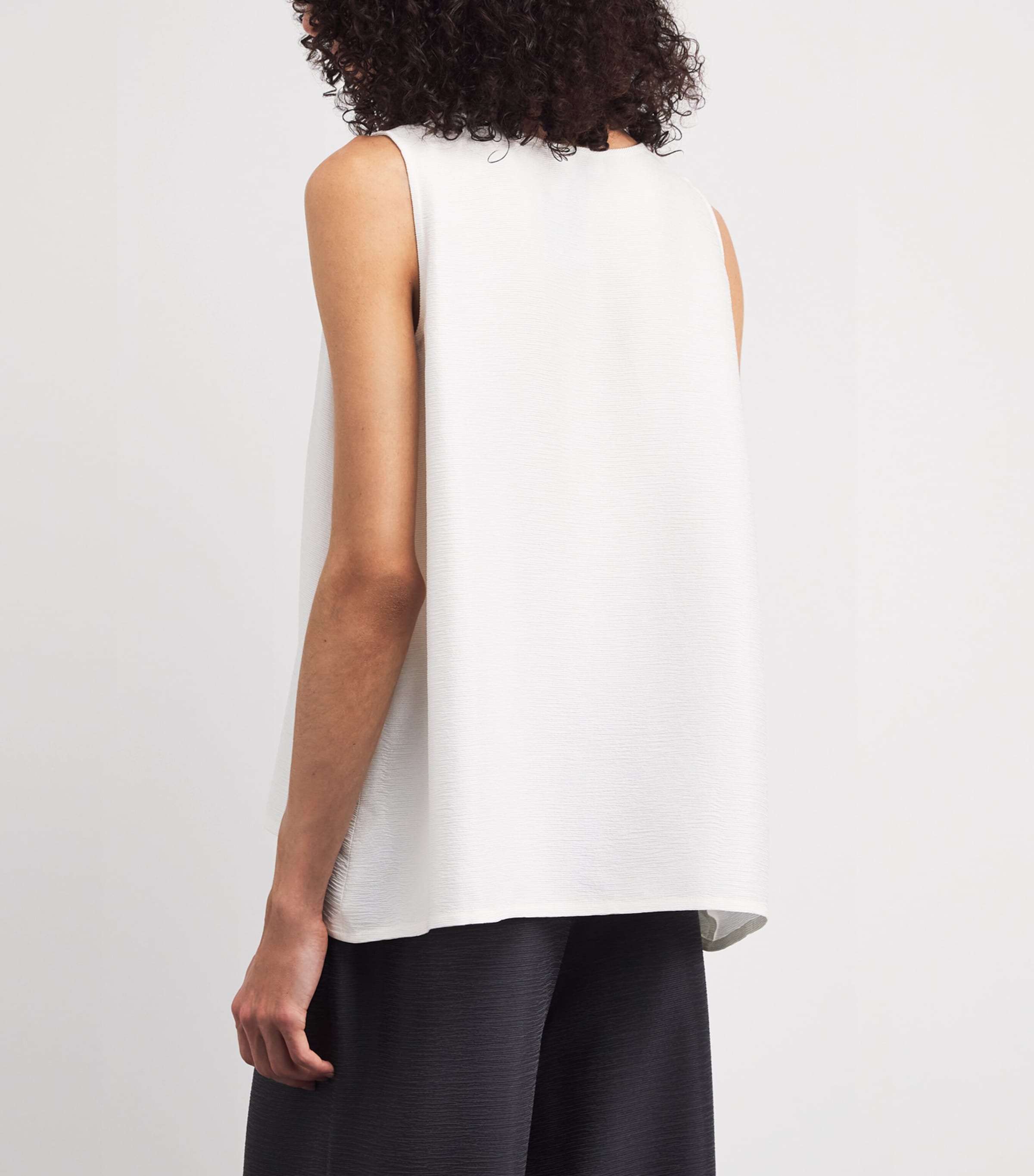 Eskandar Womens Silk Plissé A-Line Shell Top White Image 5