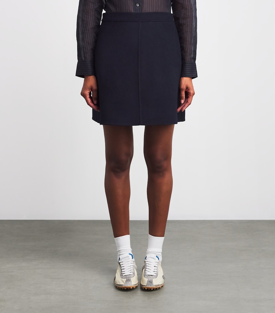 Wool Mini Skirt NAVY Image 3