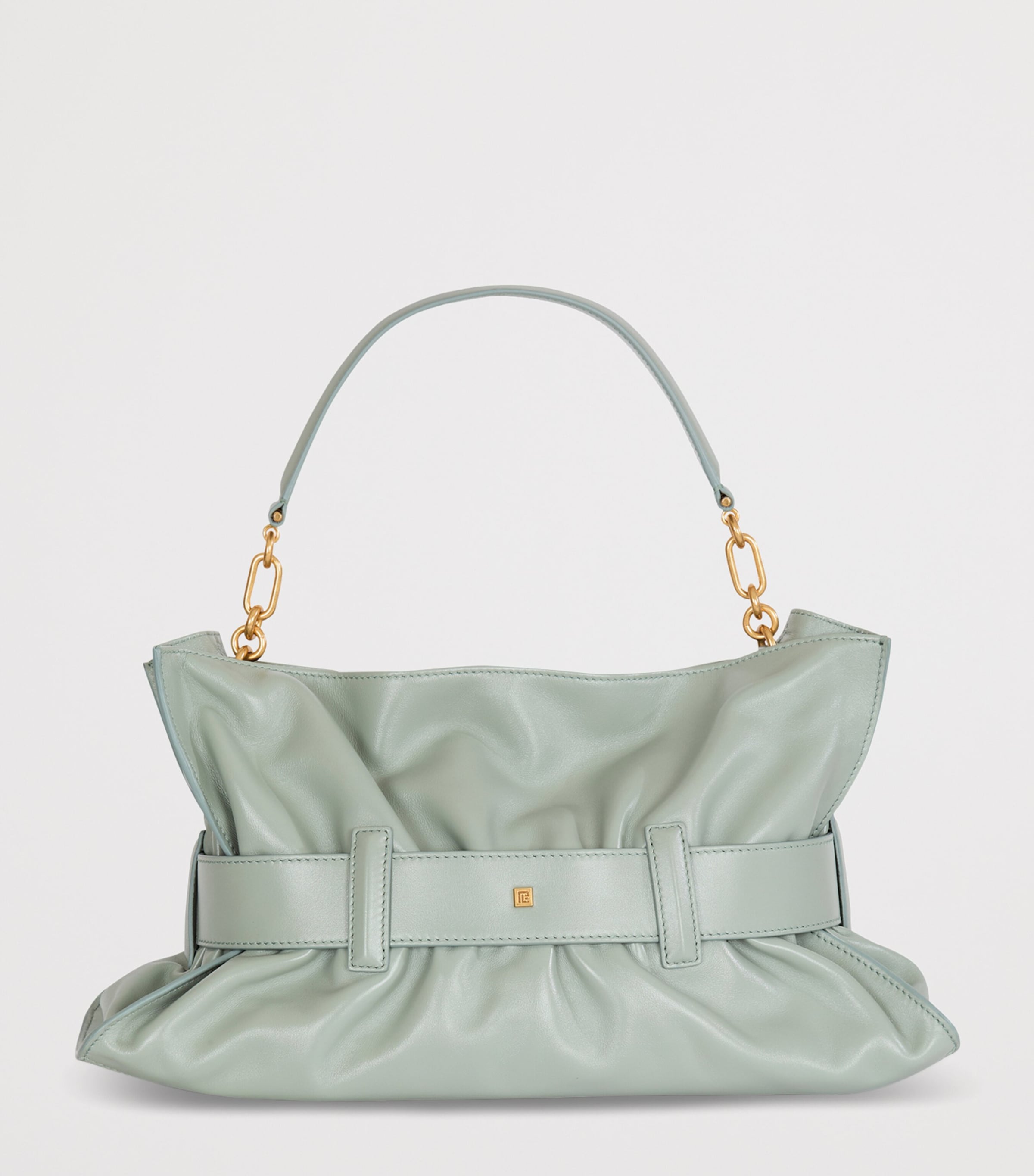 Balmain Medium Leather Anthem Shoulder Bag Faded Green Image 3