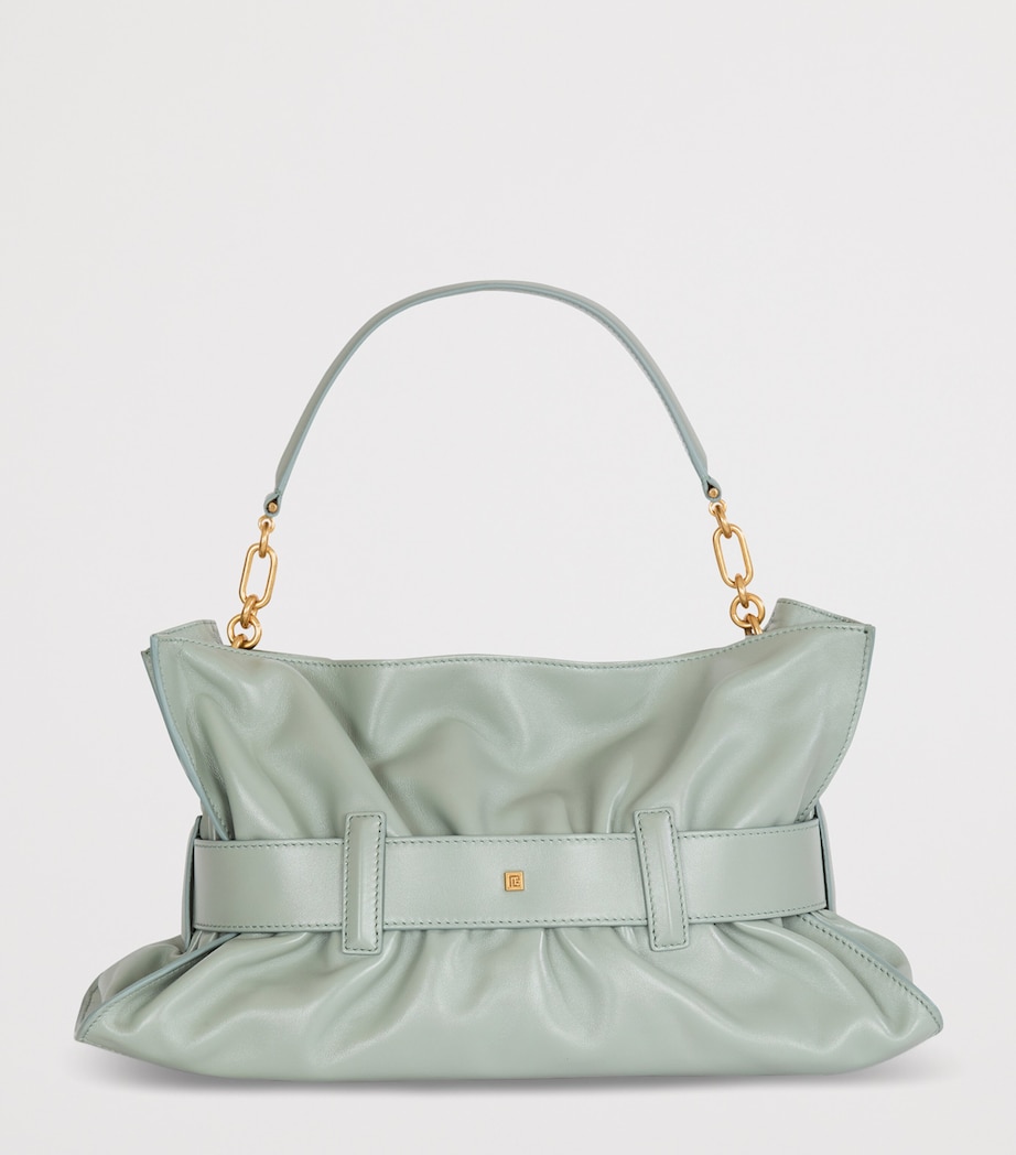 Balmain Medium Leather Anthem Shoulder Bag Faded Green Image 3