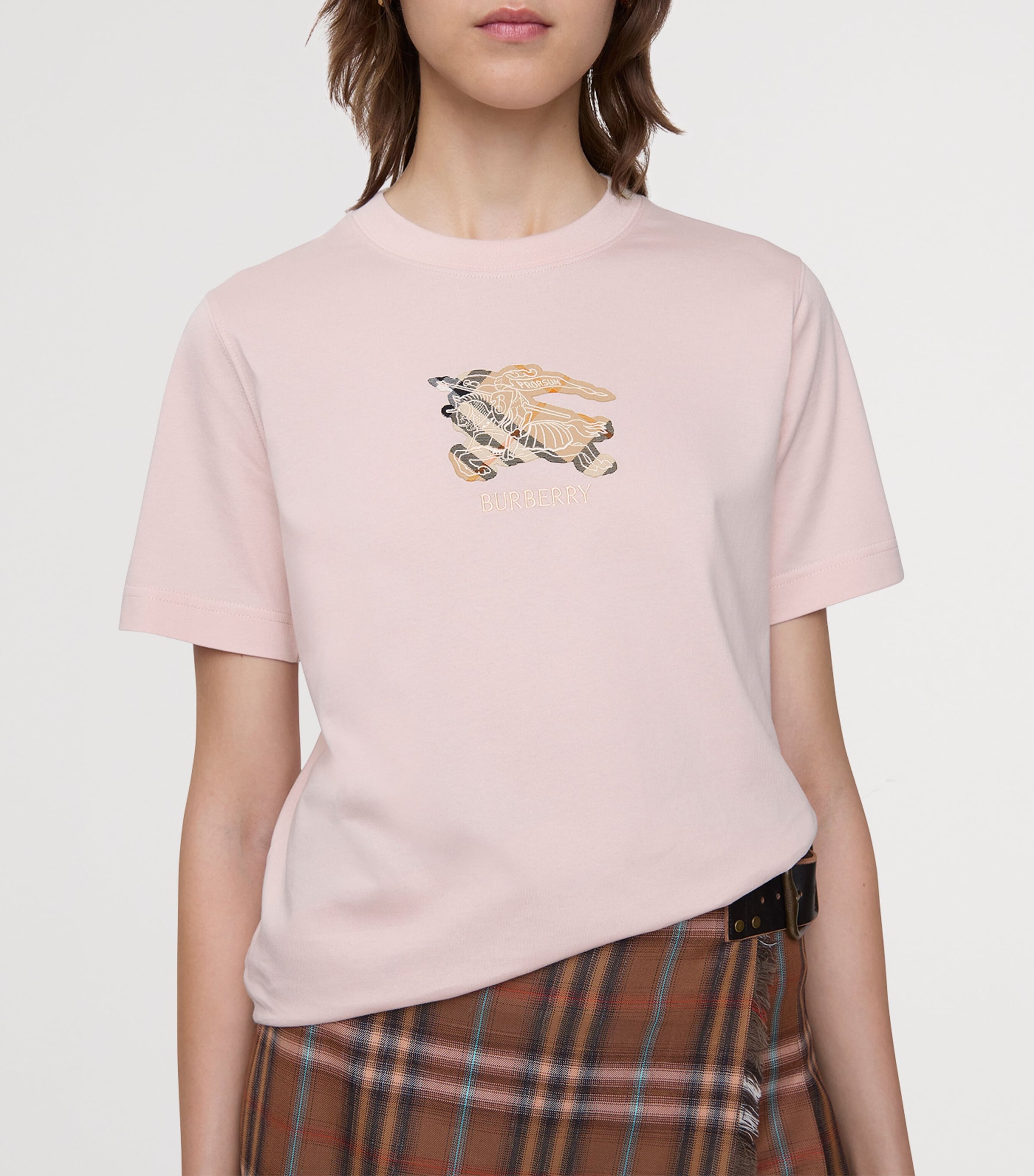 Burberry Womens Cotton Check EKD T-Shirt Bouquet Image 3