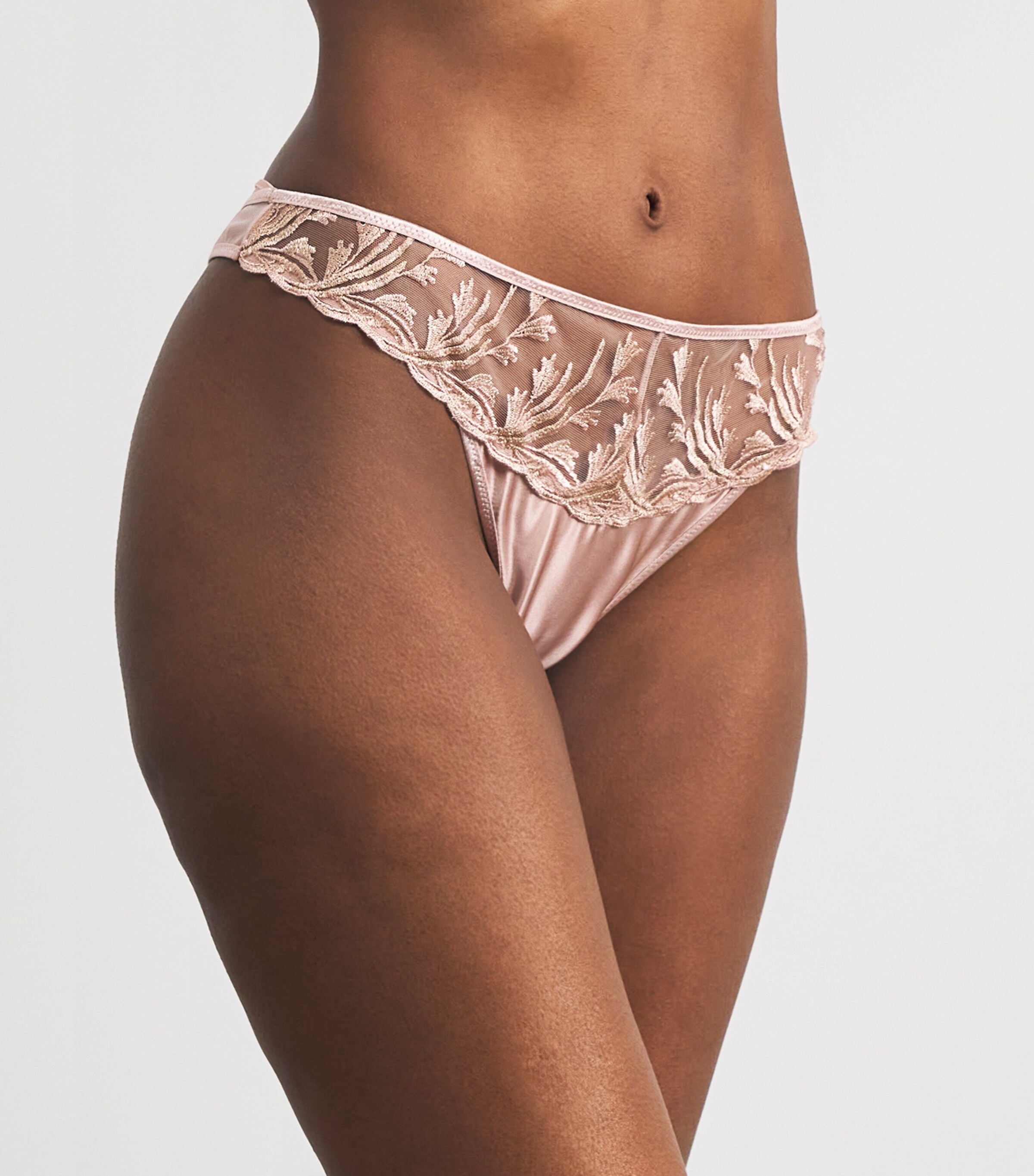 Aubade Womens Lace Cosmic Romance Tanga Sand Rose Image 2