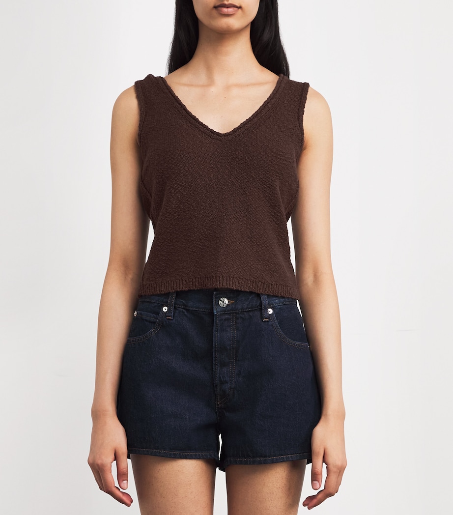 Cotton-Linen Bouclé Tank Top SUMMER CHOCOLATE Image 3