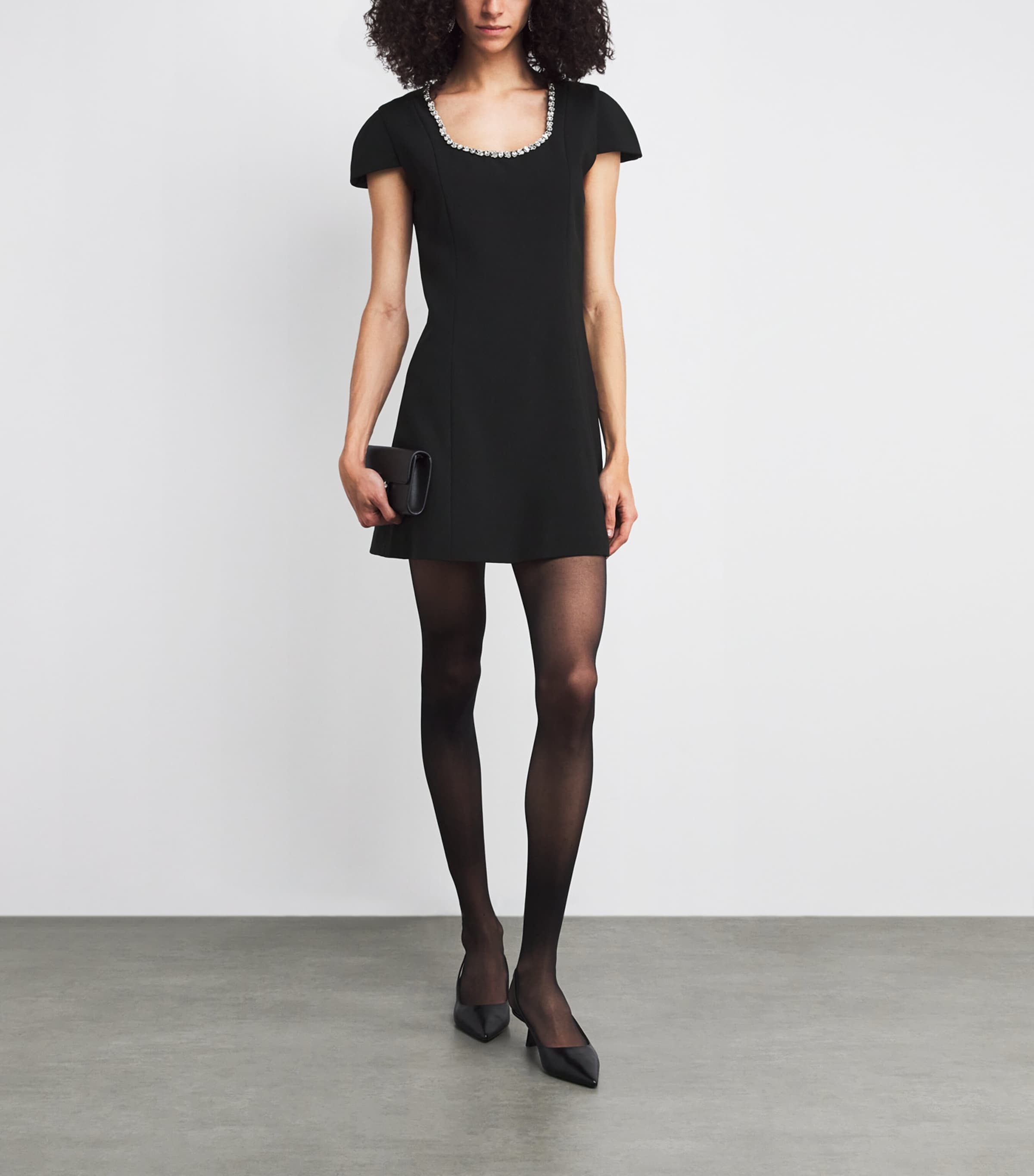 Crystal-Neck Mini Dress BLACK Image 2