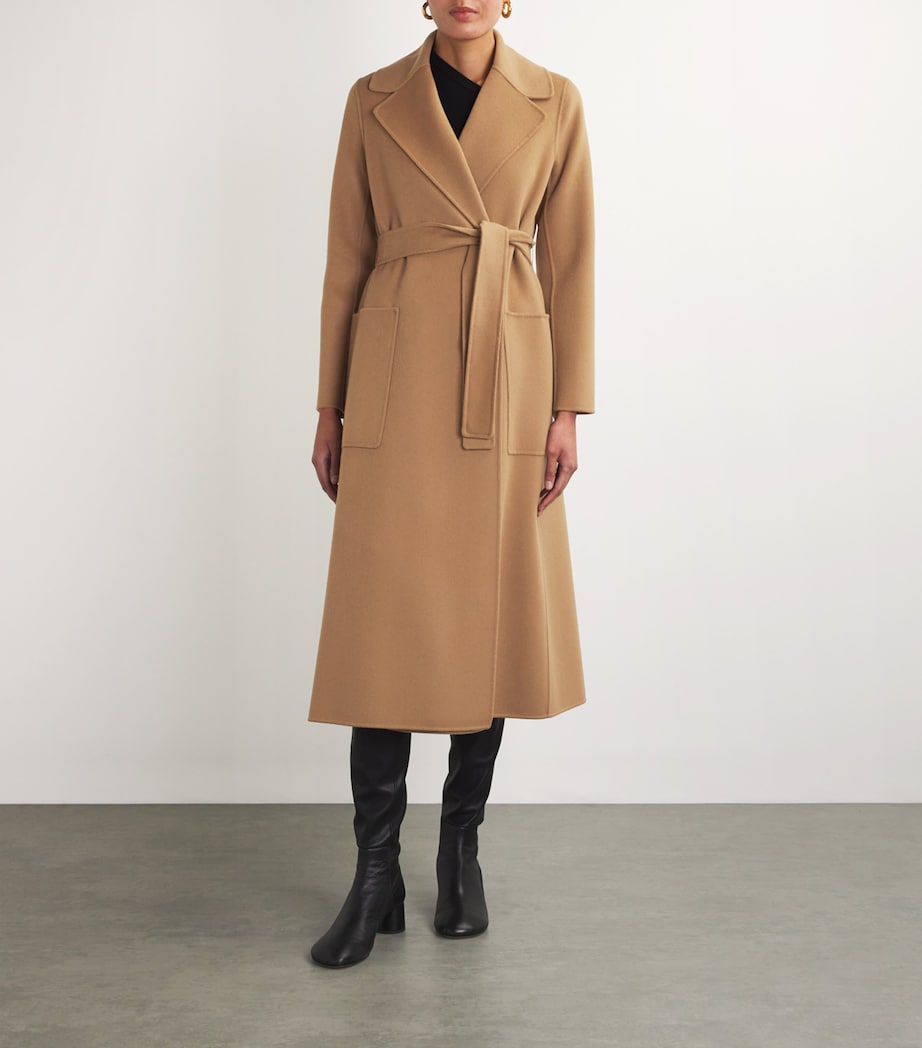 Max Mara Womens Virgin Wool Belted Paolore Coat Camel Image 3