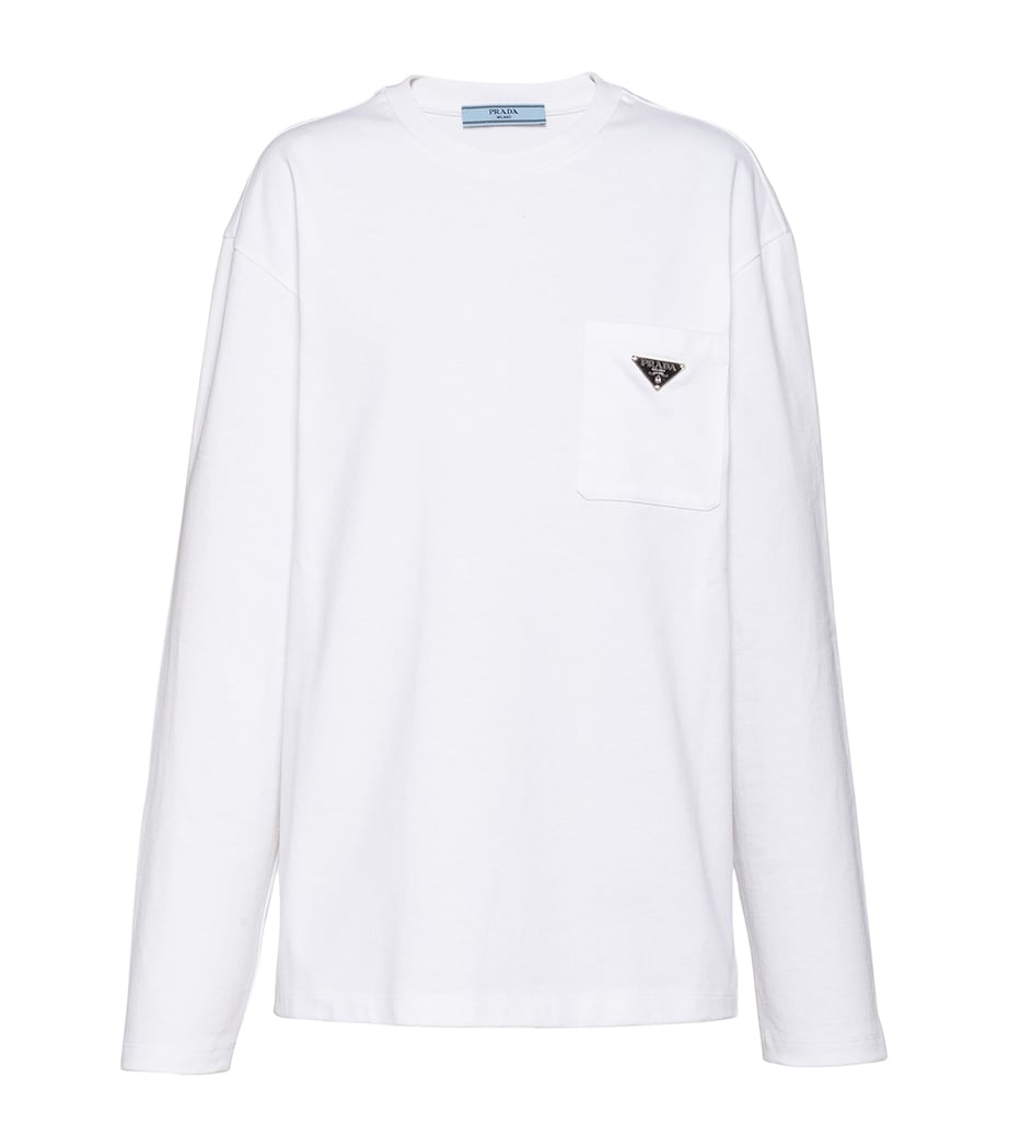 Prada Womens Triangle Long-Sleeve T-Shirt Image 1