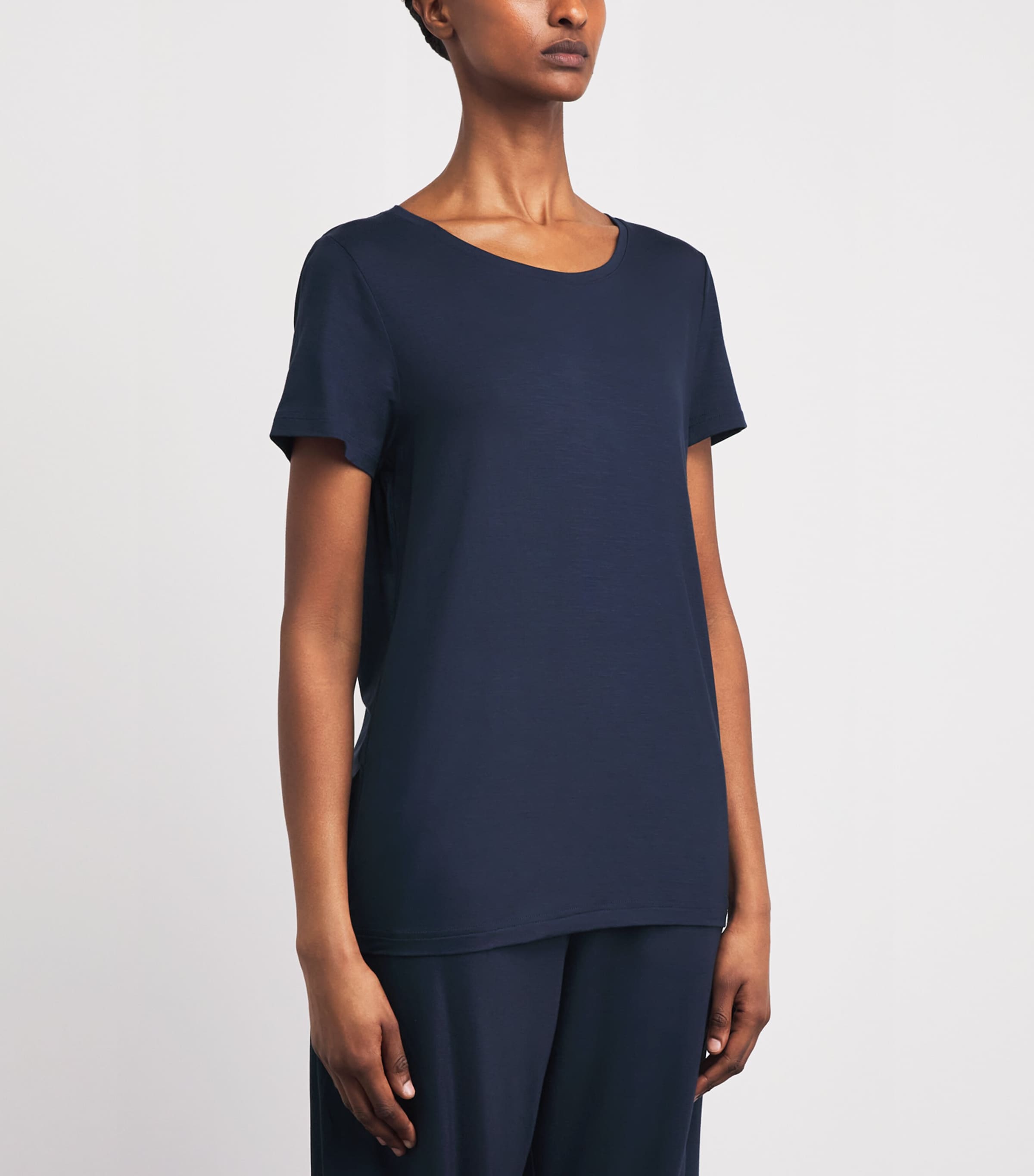 Derek Rose Womens Micro Modal Lara Pyjama Top Navy Image 4