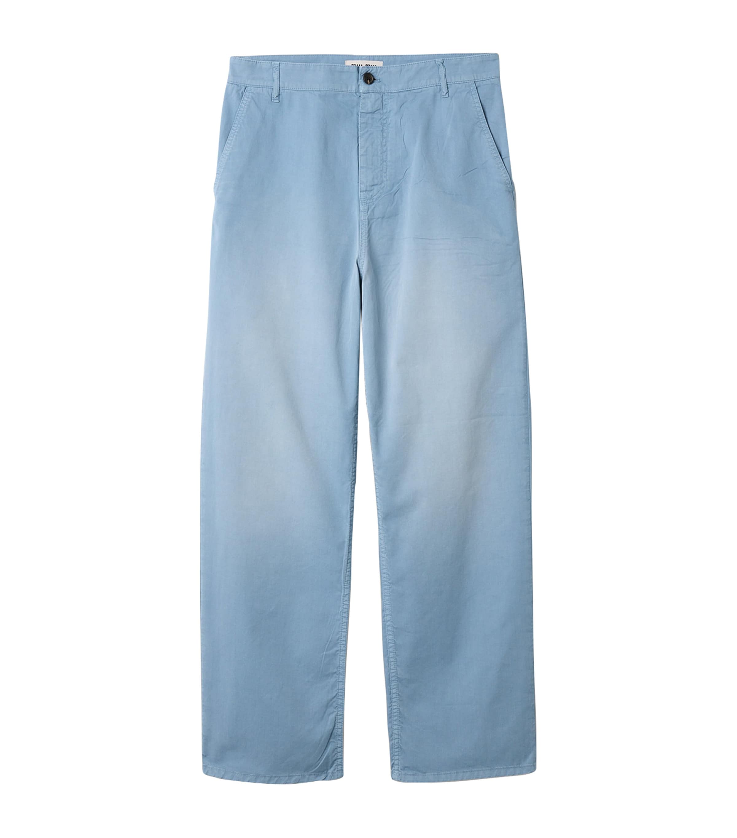 Miu Miu Garment-Dyed Wide-Leg Chinos Light Blue Image 1