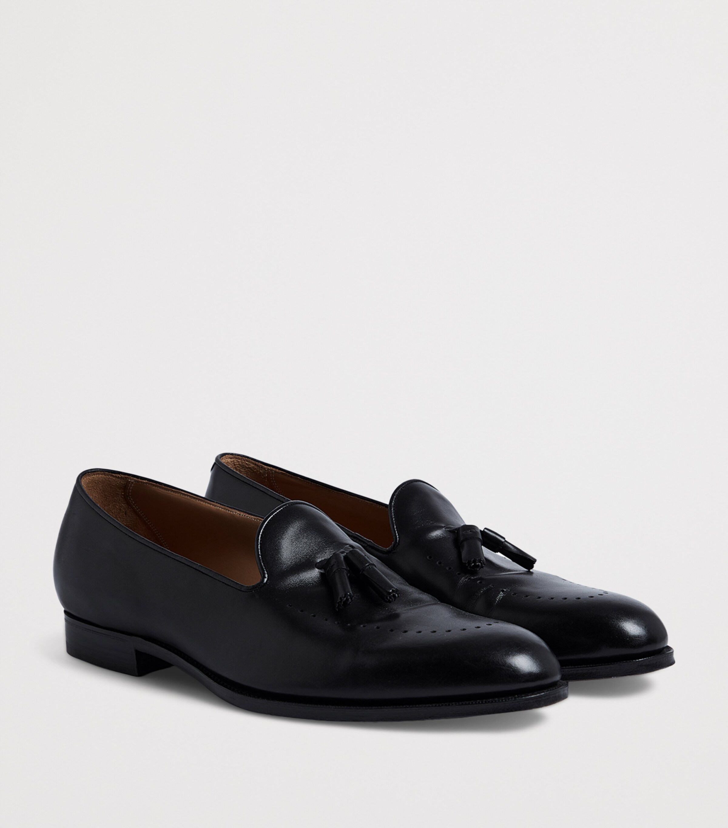 Calf Leather Tassel Loafers 001BLACK Image 3