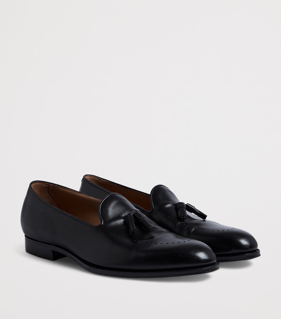 Calf Leather Tassel Loafers 001BLACK Image 3