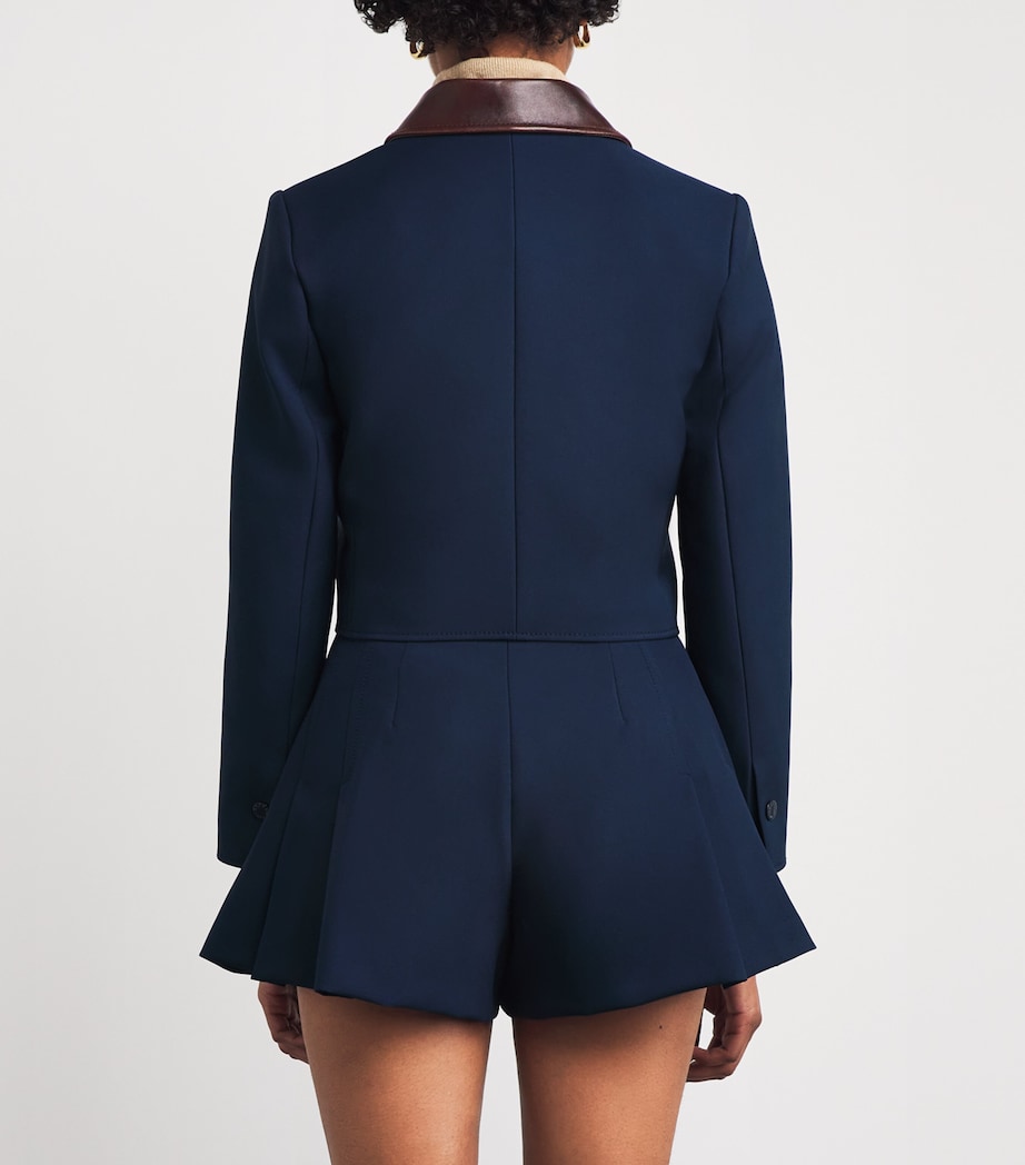 Contrast-Collar Cropped Jacket NAVY BLUE Image 4
