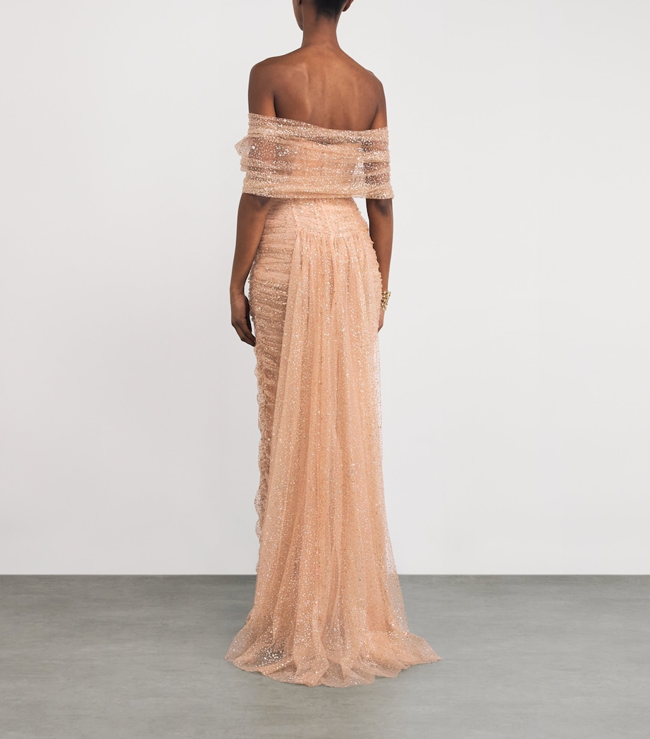 Tulle Draped La Rose Gown PEACH Image 3