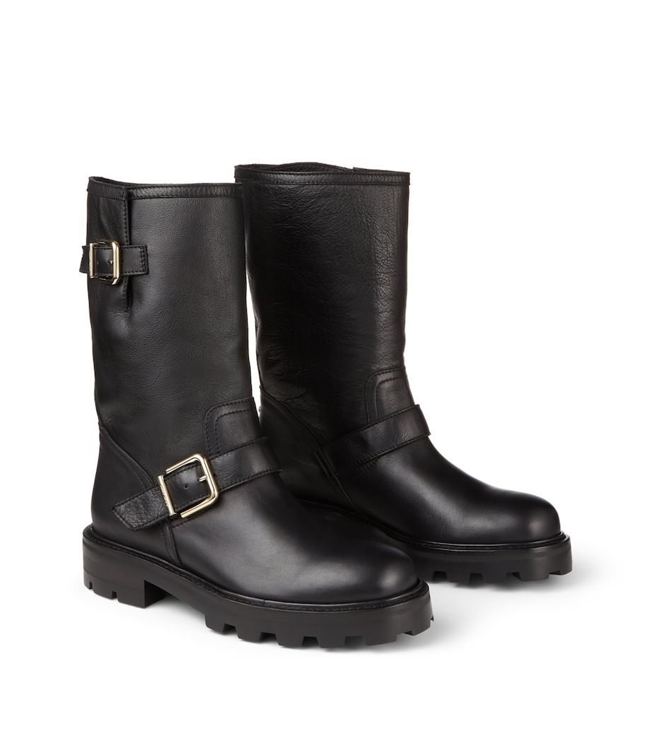 Leather Biker Boots BLACK Image 4